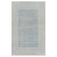 Tapis turc vintage bleu avec motifs géométriques cachemire, de Rug & Kilim