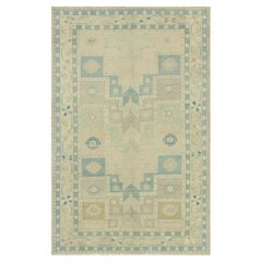 Türkischer Vintage-Teppich in Blau mit geometrischen Mustern, von Rug & Kilim