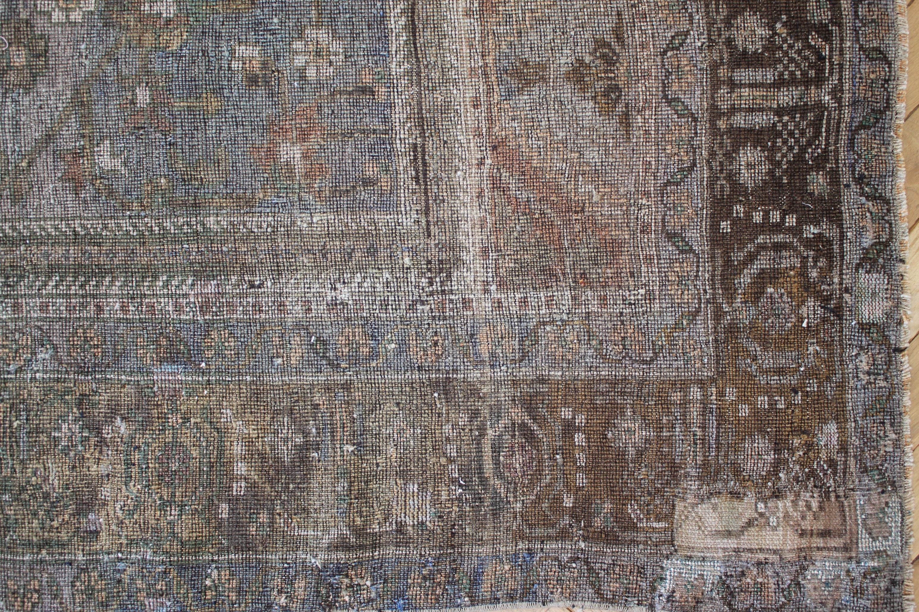20th Century Vintage Turkish Rug in Brown and Blue