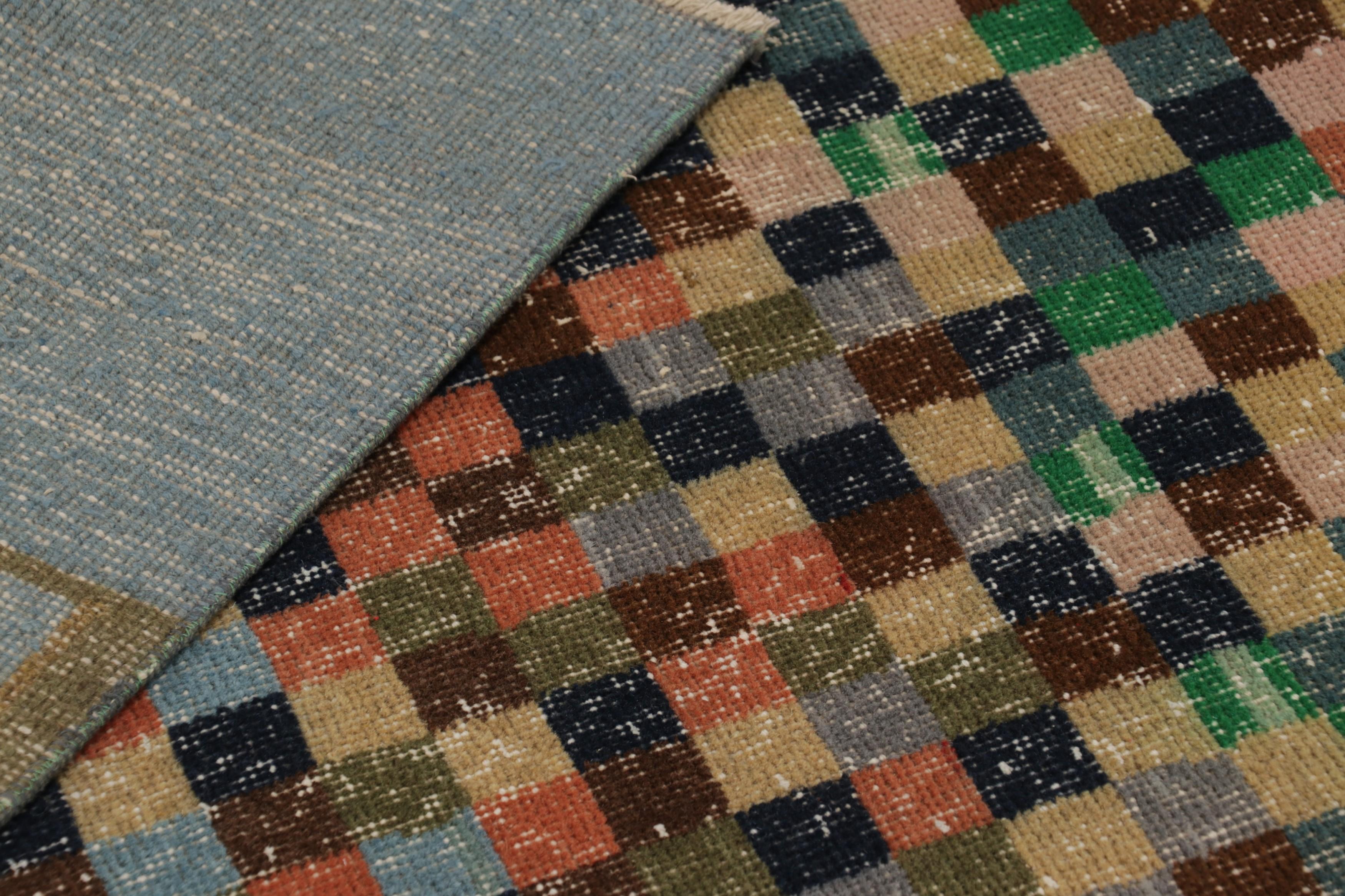 Türkischer Vintage-Teppich in Braun mit bunten Diamant-Medaillons  - Rug & Kilim im Angebot 2
