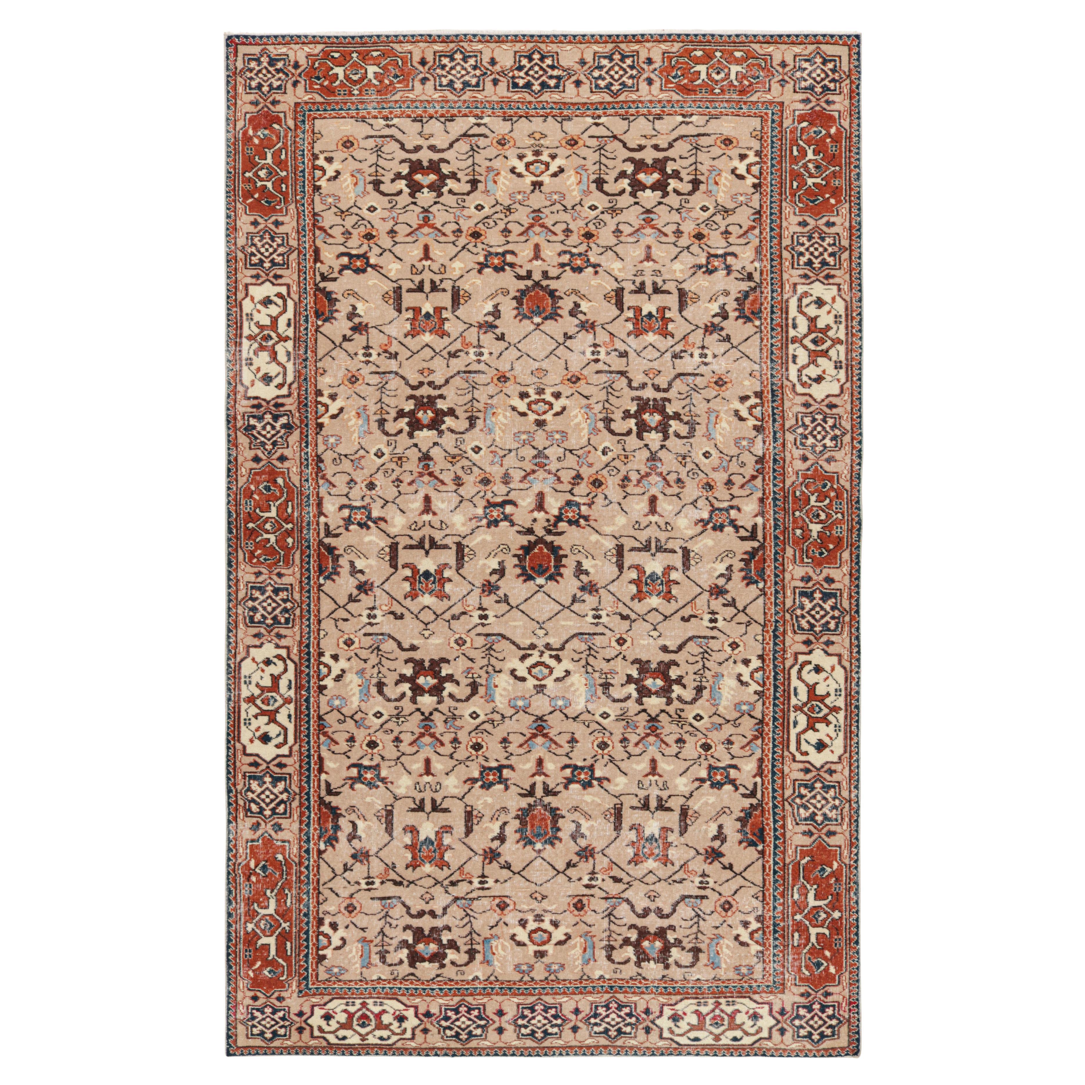 Türkischer Vintage-Teppich in Brown mit bunten geometrischen Mustern, von Rug & Kilim