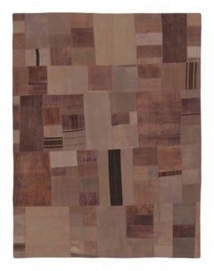 Vintage Turkish Rug in Brown with Geometric Patchwork Composition - Rug & Kilim