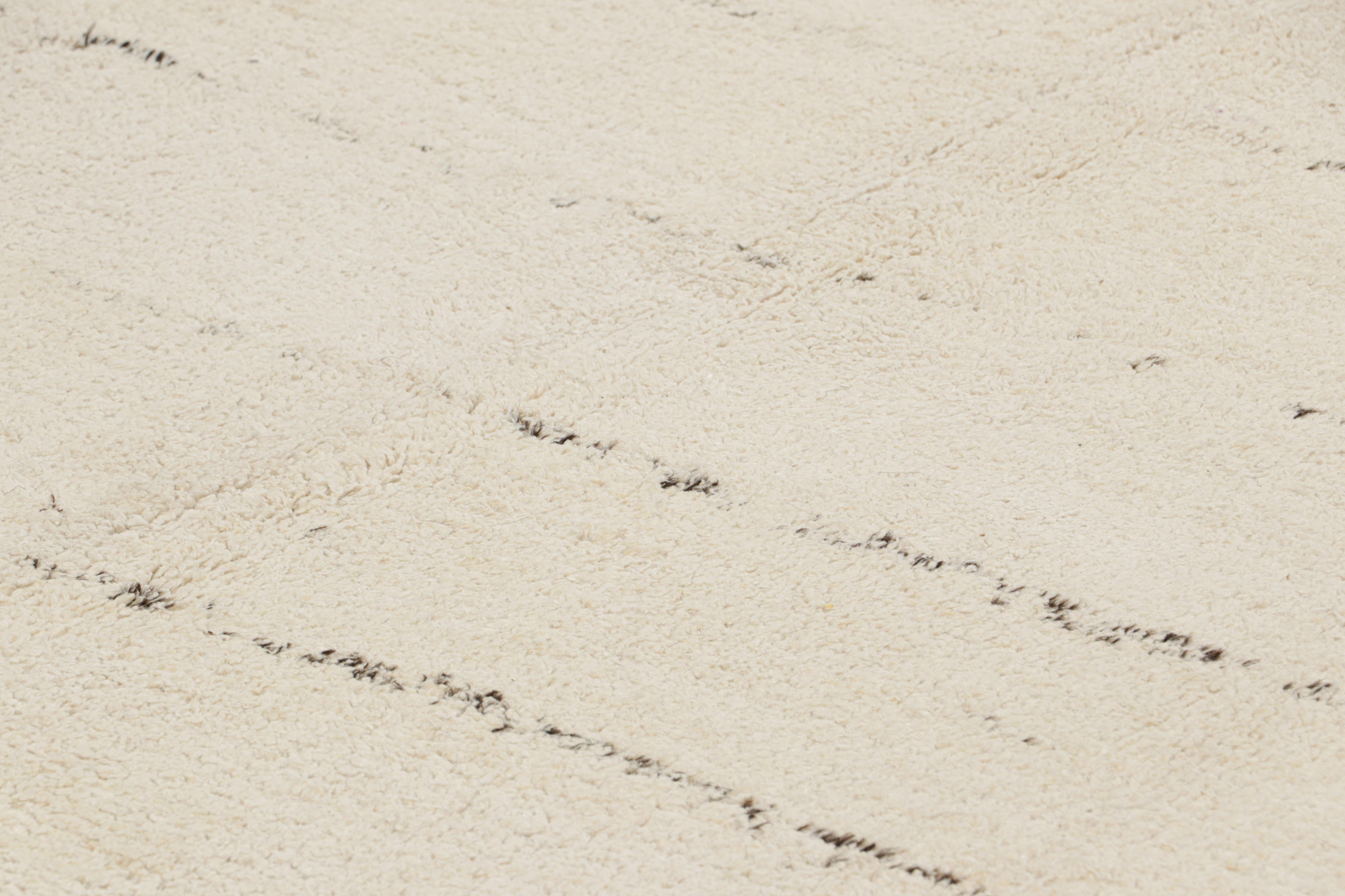 Hand-knotted in wool, this 5x9 vintage rug originating from Turkey, circa 1950-1960, is a very special piece—- a light and refreshing textural design with muted stripes in black and rich brown tones.

On The Design:

Connoisseurs will admire this