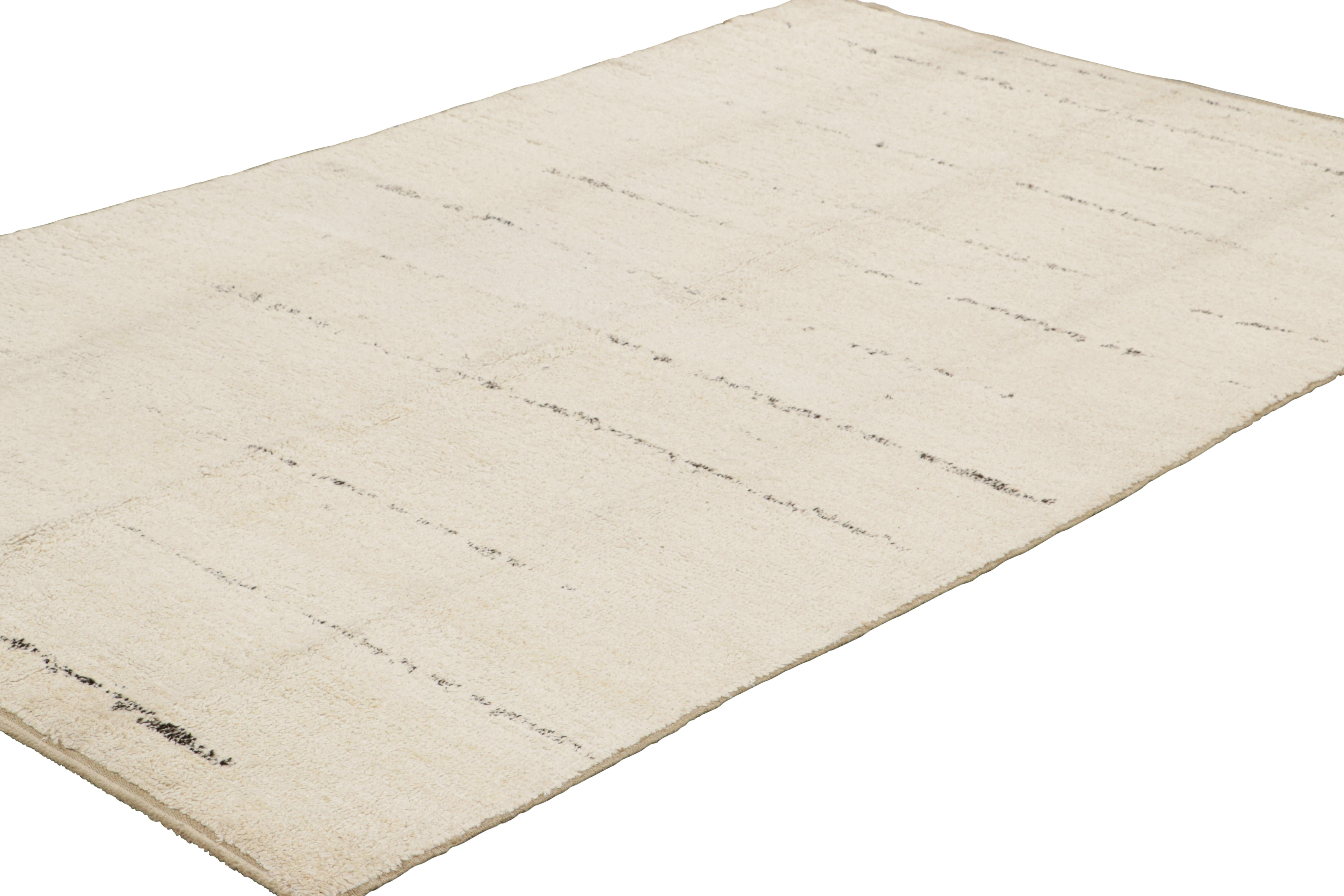 Vintage Turkish Rug in Cream and White, with Textural Stripes, from Rug & Kilim In Good Condition For Sale In Long Island City, NY