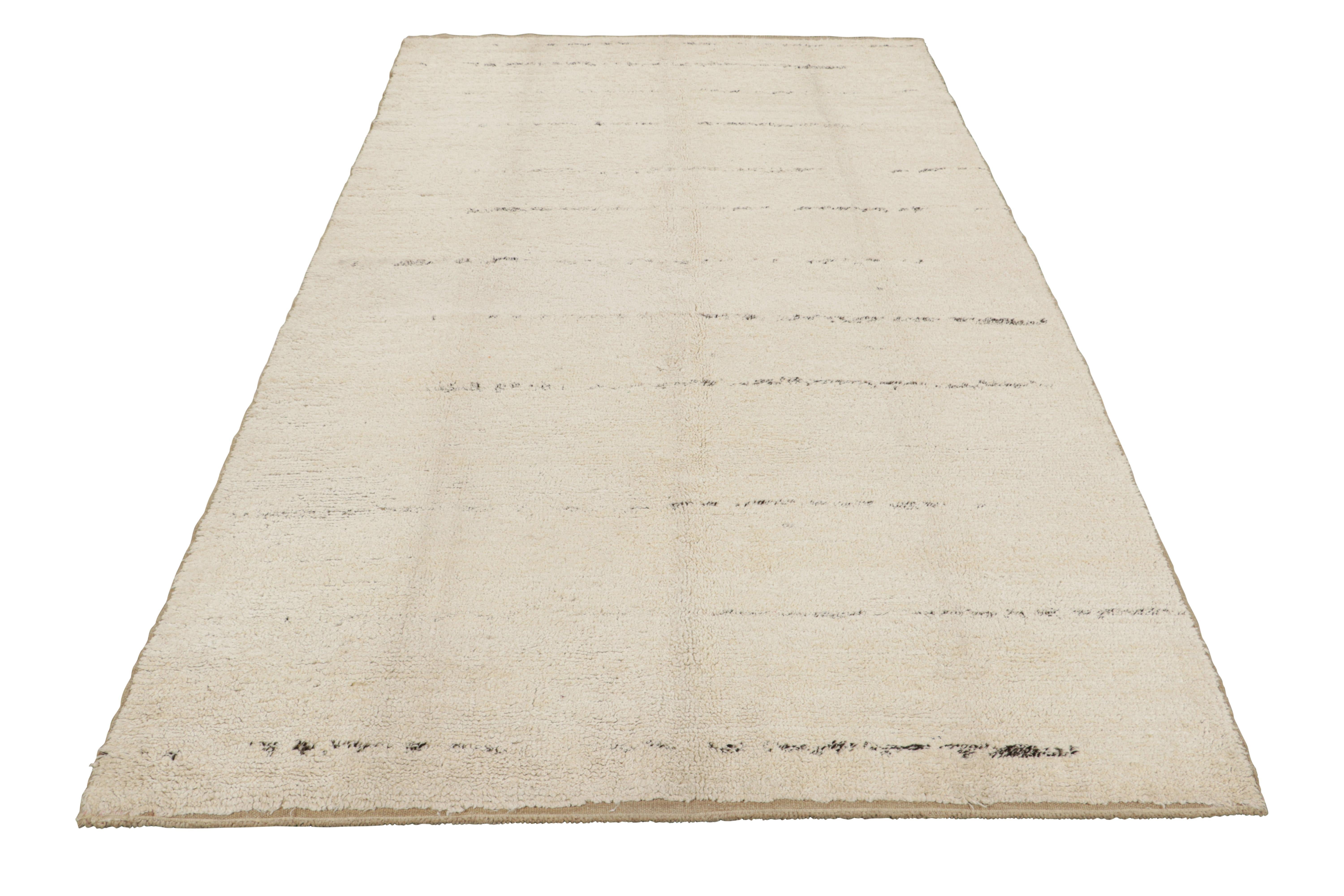 Mid-20th Century Vintage Turkish Rug in Cream and White, with Textural Stripes, from Rug & Kilim For Sale