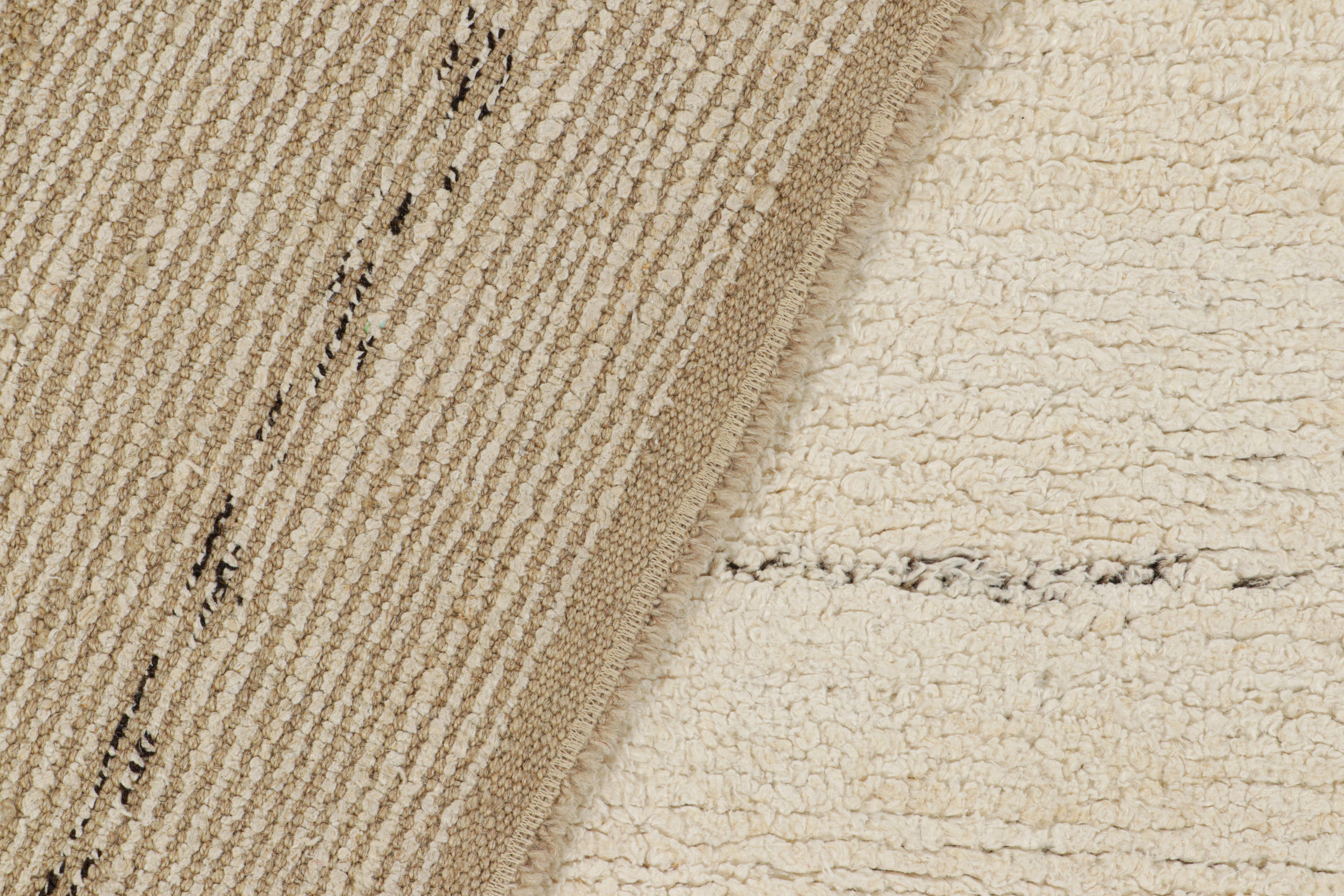 Vintage Turkish Rug in Cream and White, with Textural Stripes, from Rug & Kilim For Sale 2