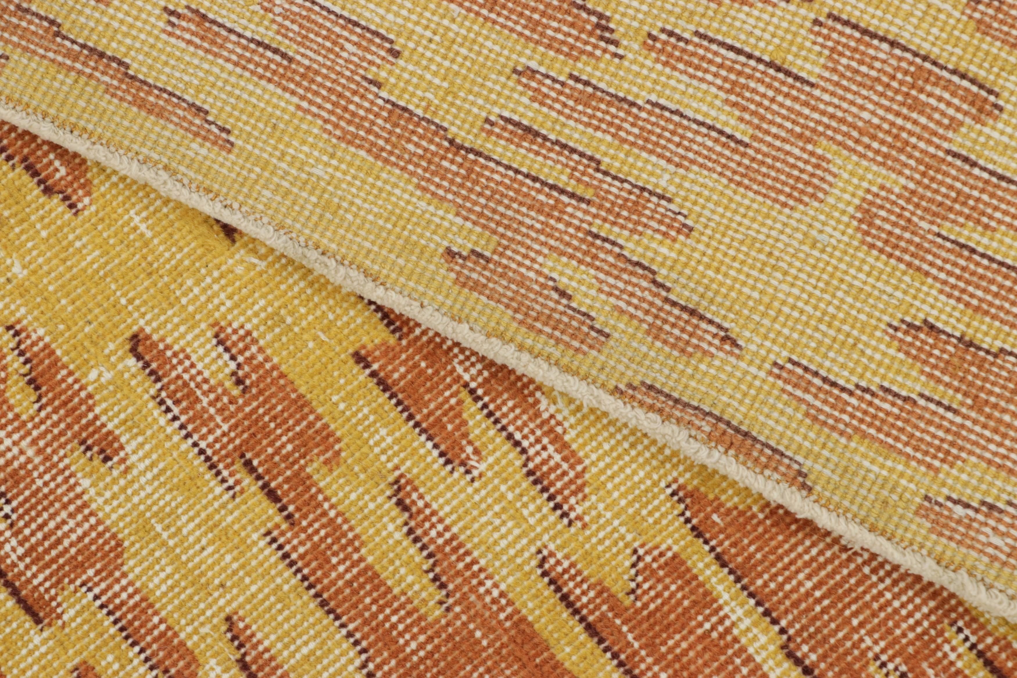 Vintage Turkish Rug in Gold with Rust Abstract Patterns  - Rug & Kilim For Sale 1