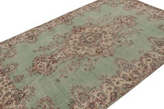 Vintage Turkish Rug in Green with Beige Floral Medallion, from Rug & Kilim