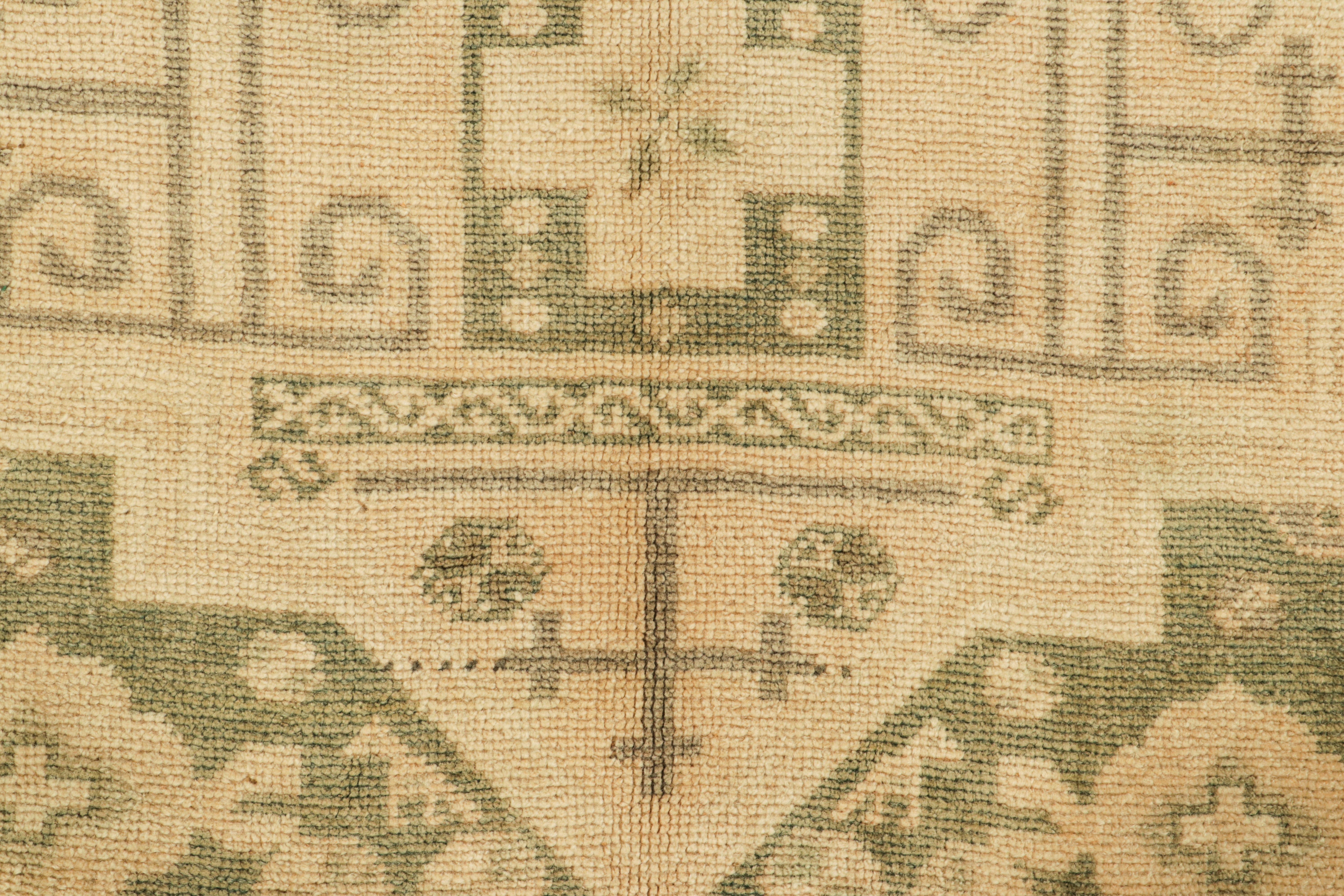 Türkischer Vintage-Teppich in Grün mit geometrischen Medaillon-Mustern von Rug & Kilim (Handgeknüpft) im Angebot