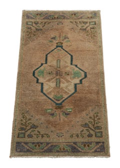 Vintage Turkish Rug in Pink, Gray and Cream Floral Medallion  Rug & Kilim