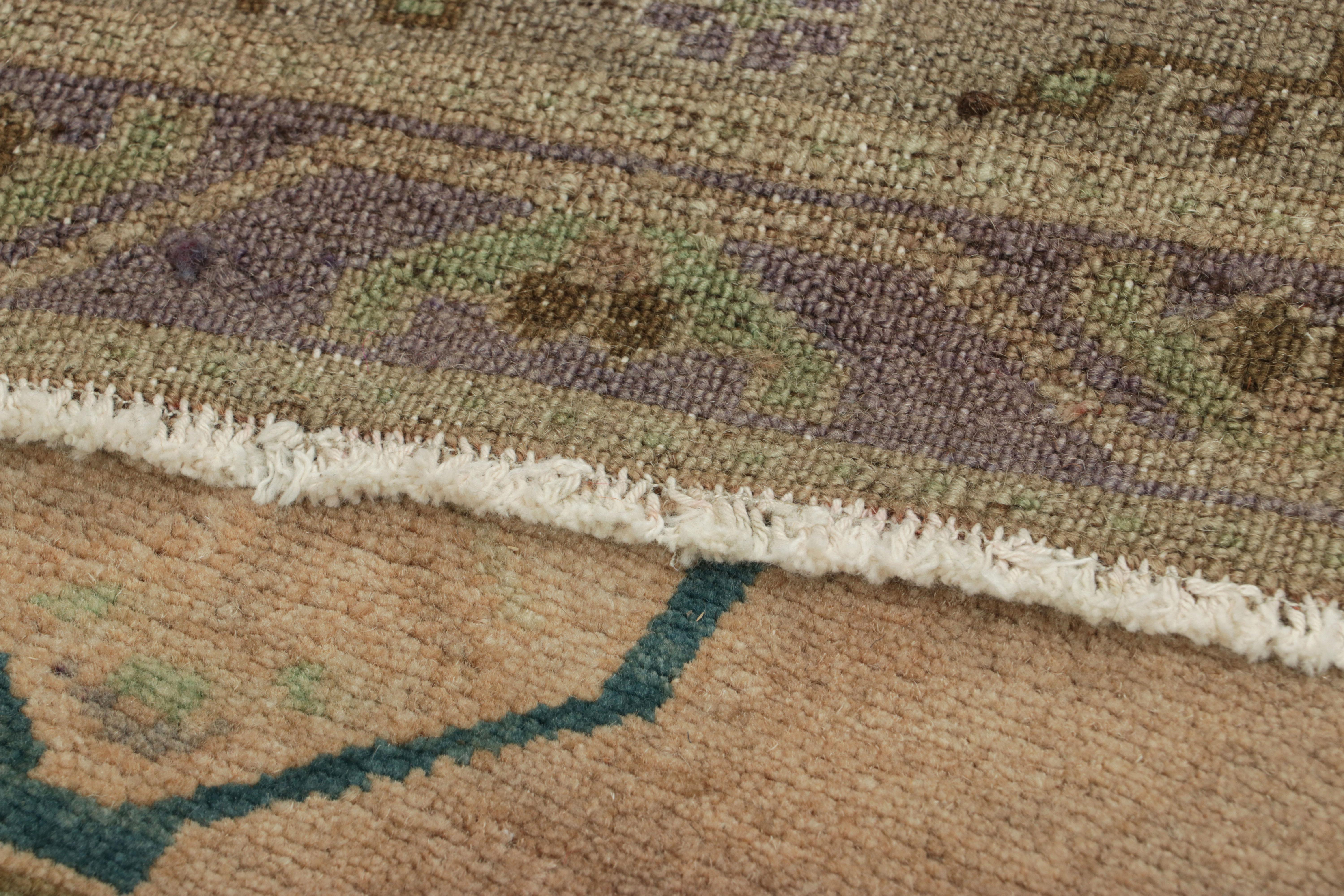Hand-Knotted Vintage Turkish Rug in Pink, Gray and Cream Floral Medallion  Rug & Kilim For Sale