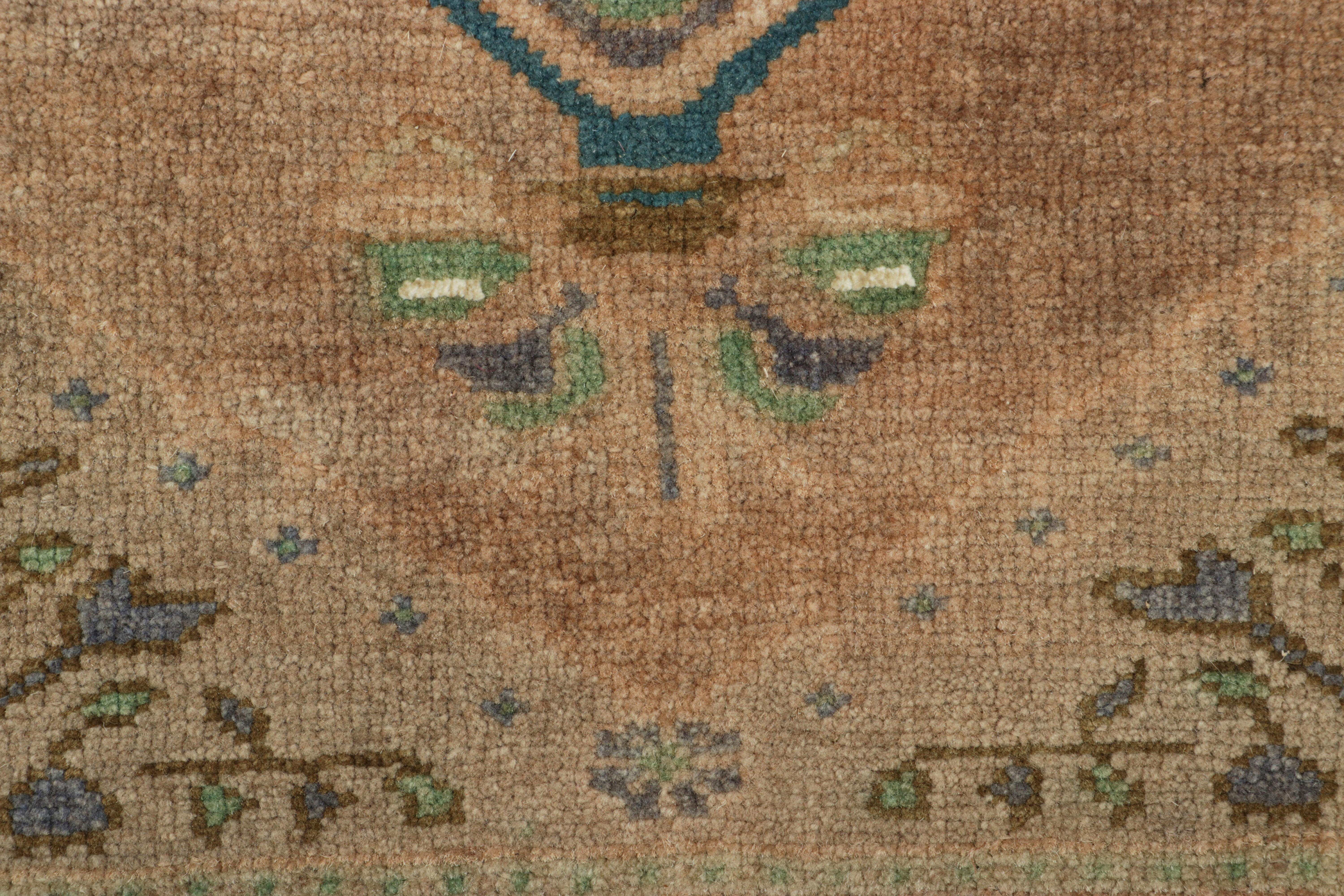 Wool Vintage Turkish Rug in Pink, Gray and Cream Floral Medallion  Rug & Kilim For Sale