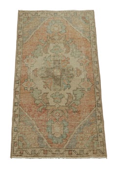 Vintage Turkish Rug in Pink with Blue & Cream Floral Medallion  Rug & Kilim