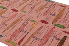 Türkischer Vintage-Teppich in Rosa mit bunten geometrischen Mustern, von Rug & Kilim
