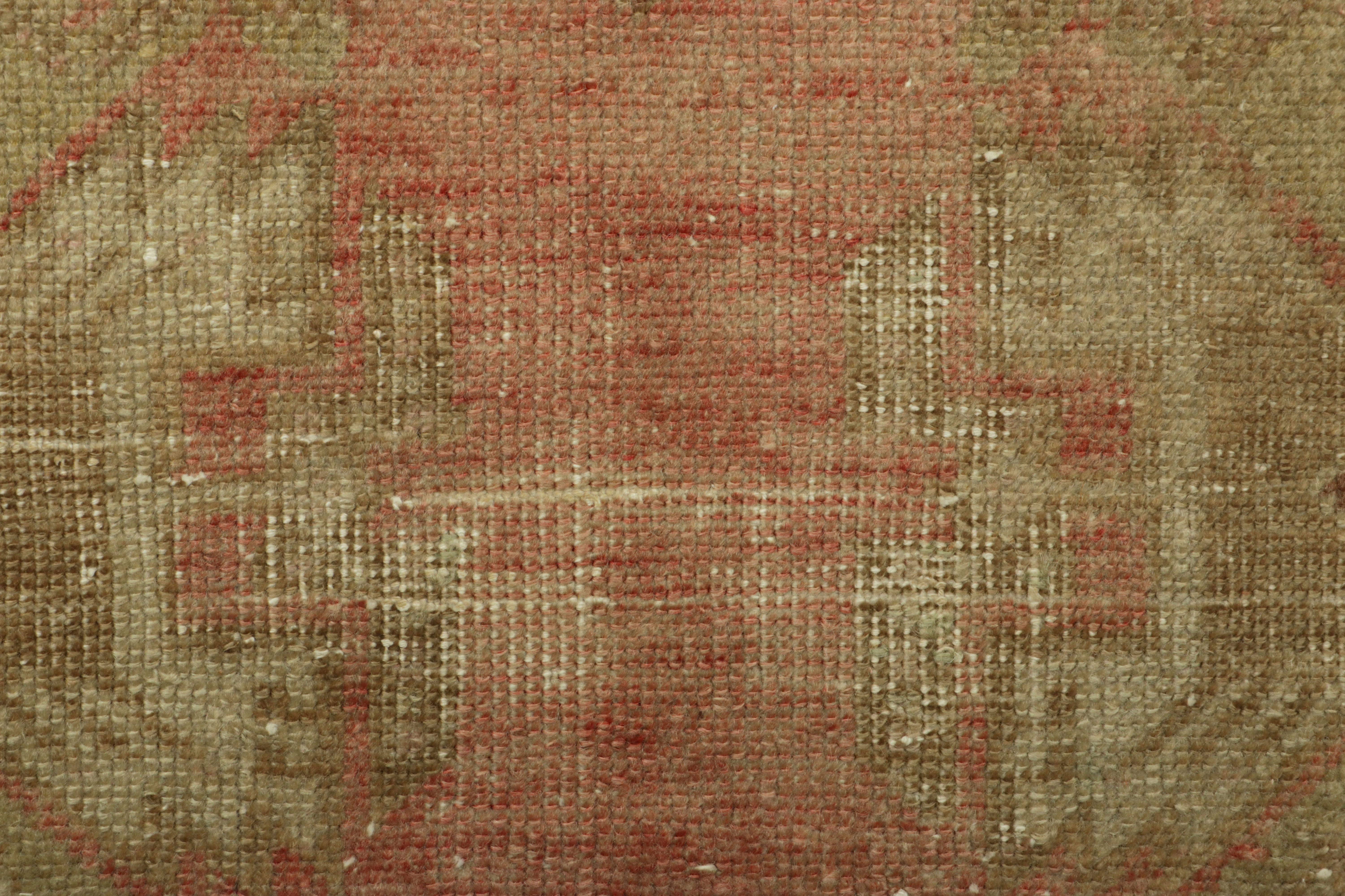 Wool Vintage Turkish Rug in Pink with Green & Cream Floral Medallion  Rug & Kilim For Sale