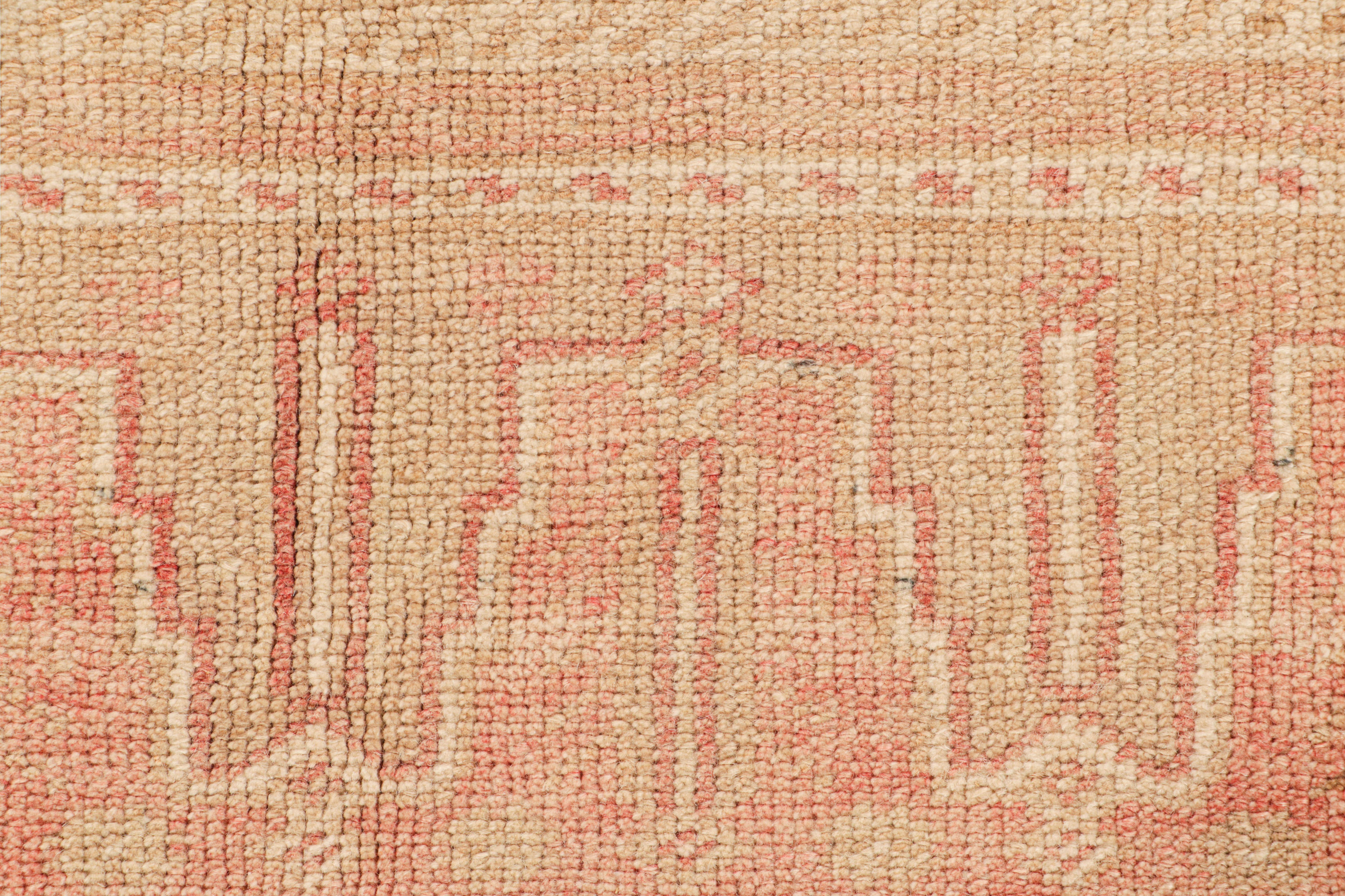 Hand-Knotted Vintage Turkish Rug in Pink with Medallion & Geometric Patterns from Rug & Kilim For Sale