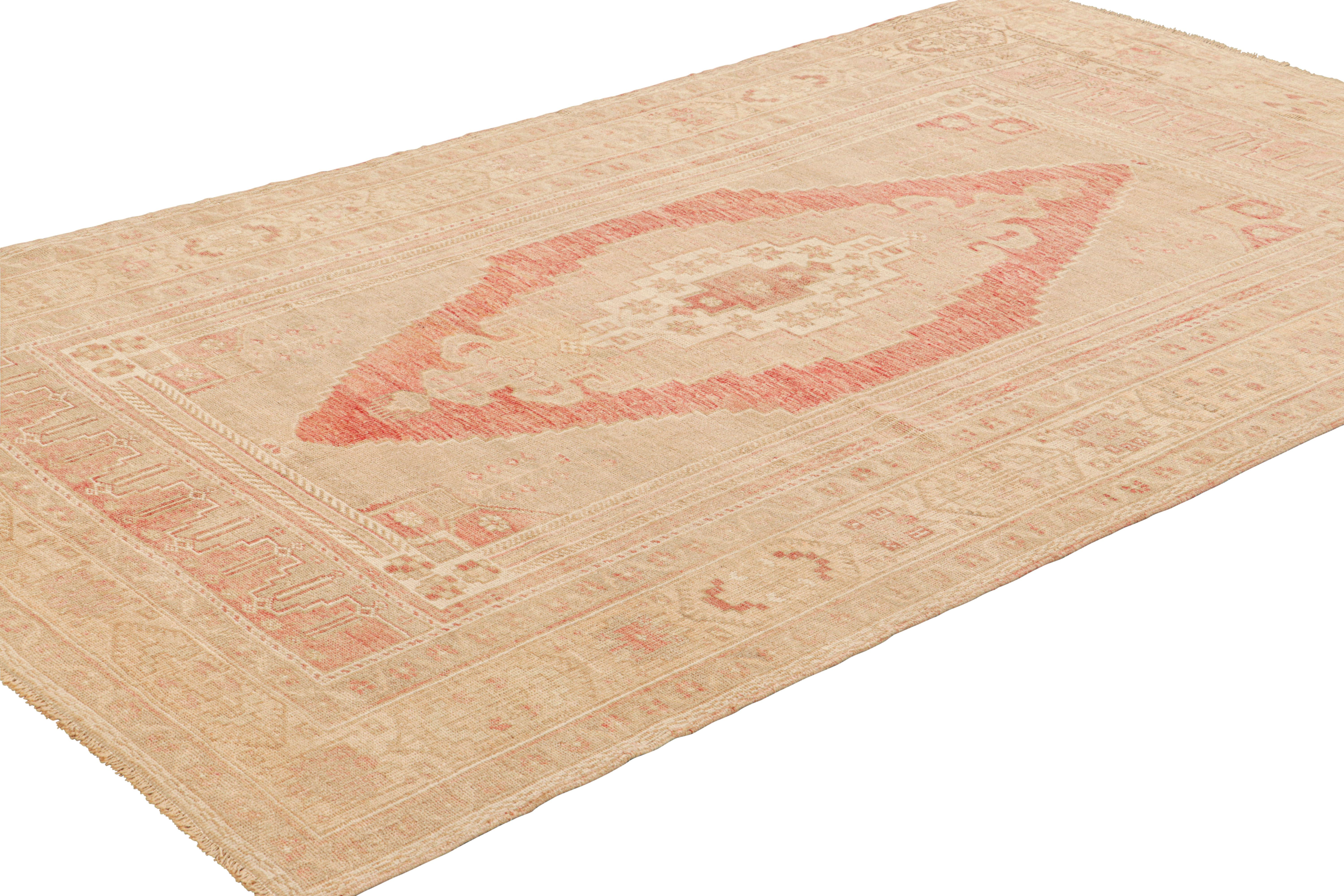 Vintage Turkish Rug in Pink with Medallion & Geometric Patterns from Rug & Kilim In Good Condition For Sale In Long Island City, NY