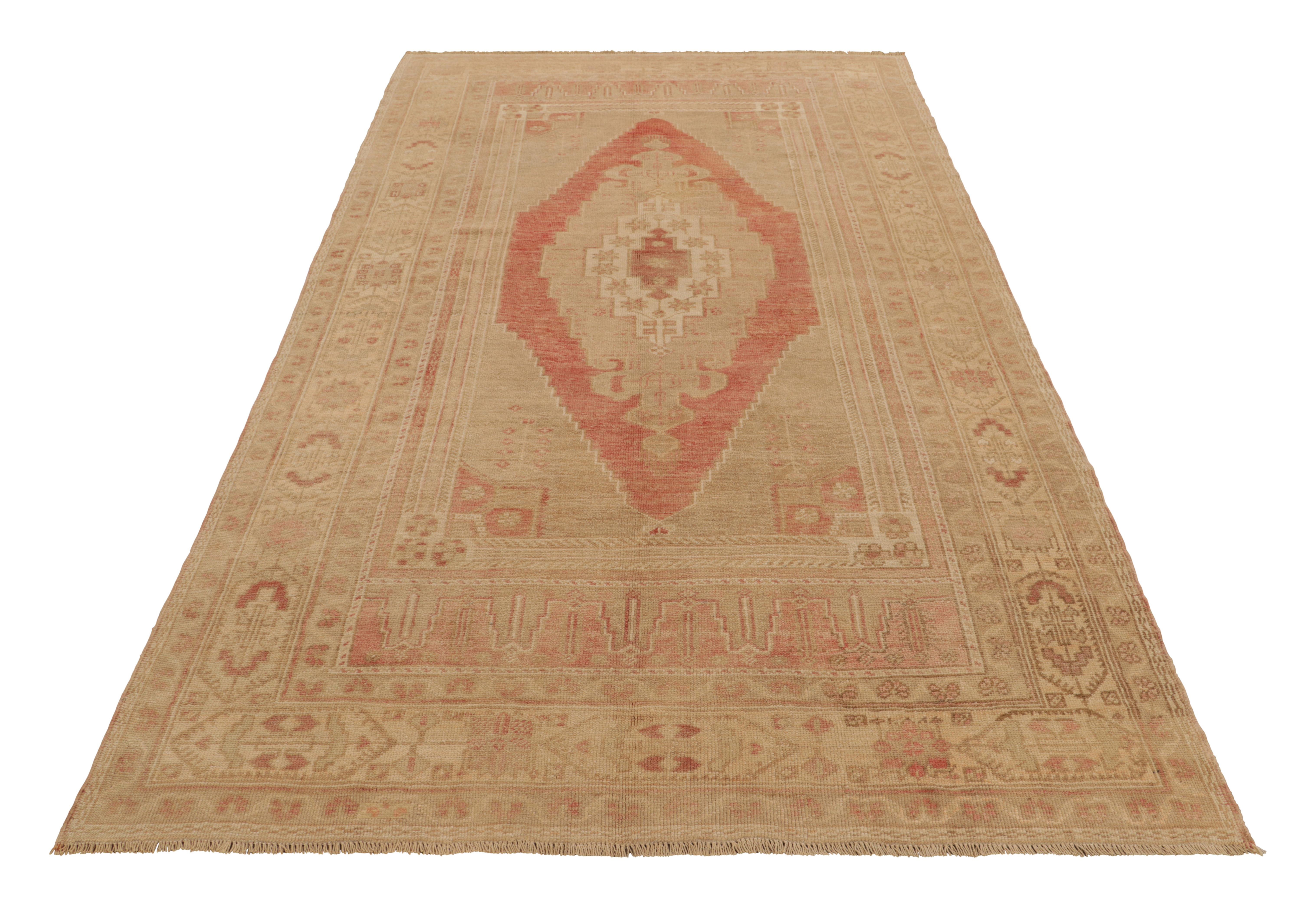 Mid-20th Century Vintage Turkish Rug in Pink with Medallion & Geometric Patterns from Rug & Kilim For Sale