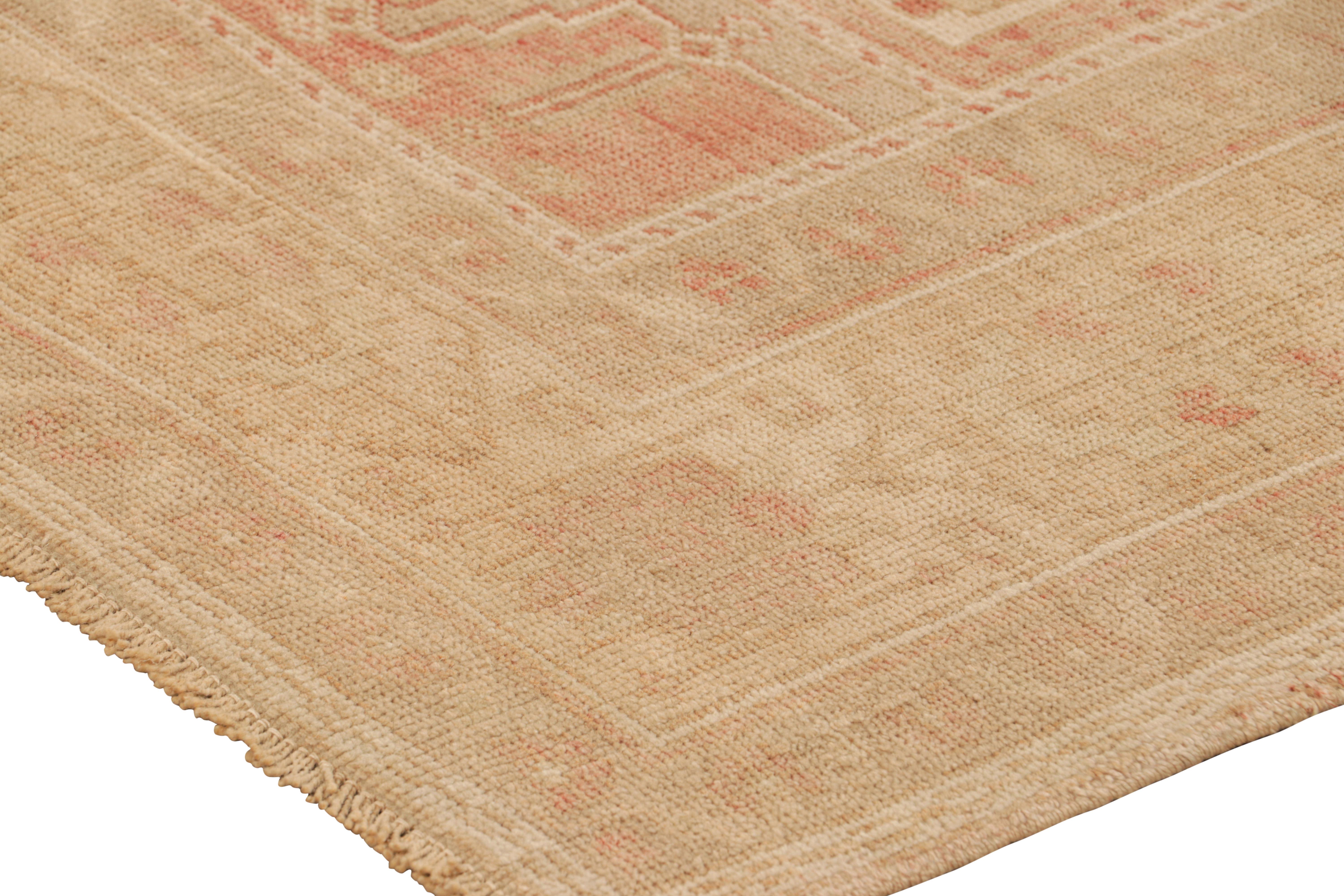 Wool Vintage Turkish Rug in Pink with Medallion & Geometric Patterns from Rug & Kilim For Sale