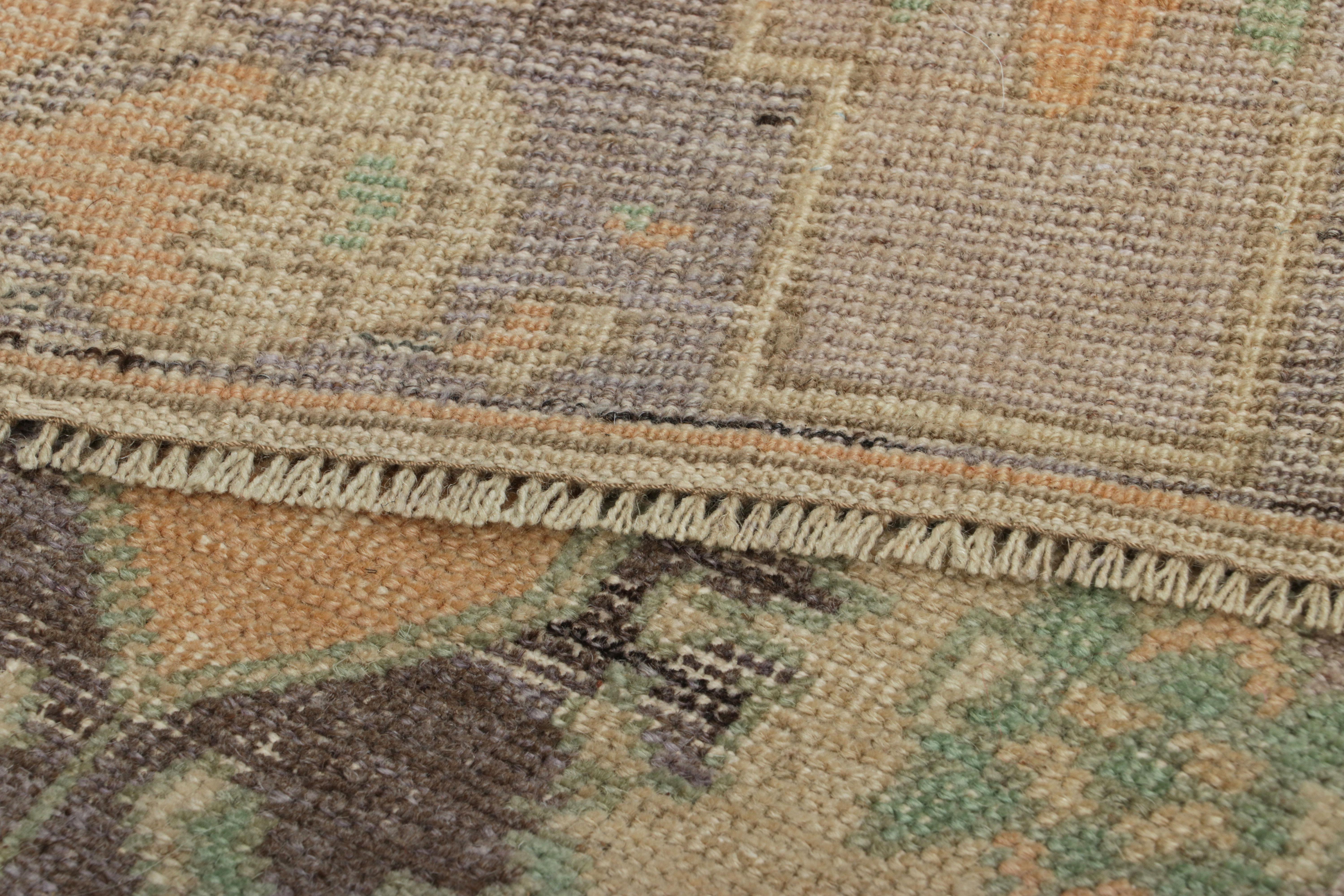 Hand-Knotted Vintage Turkish Rug in Purple with Blue & Cream Floral Medallion  Rug & Kilim For Sale