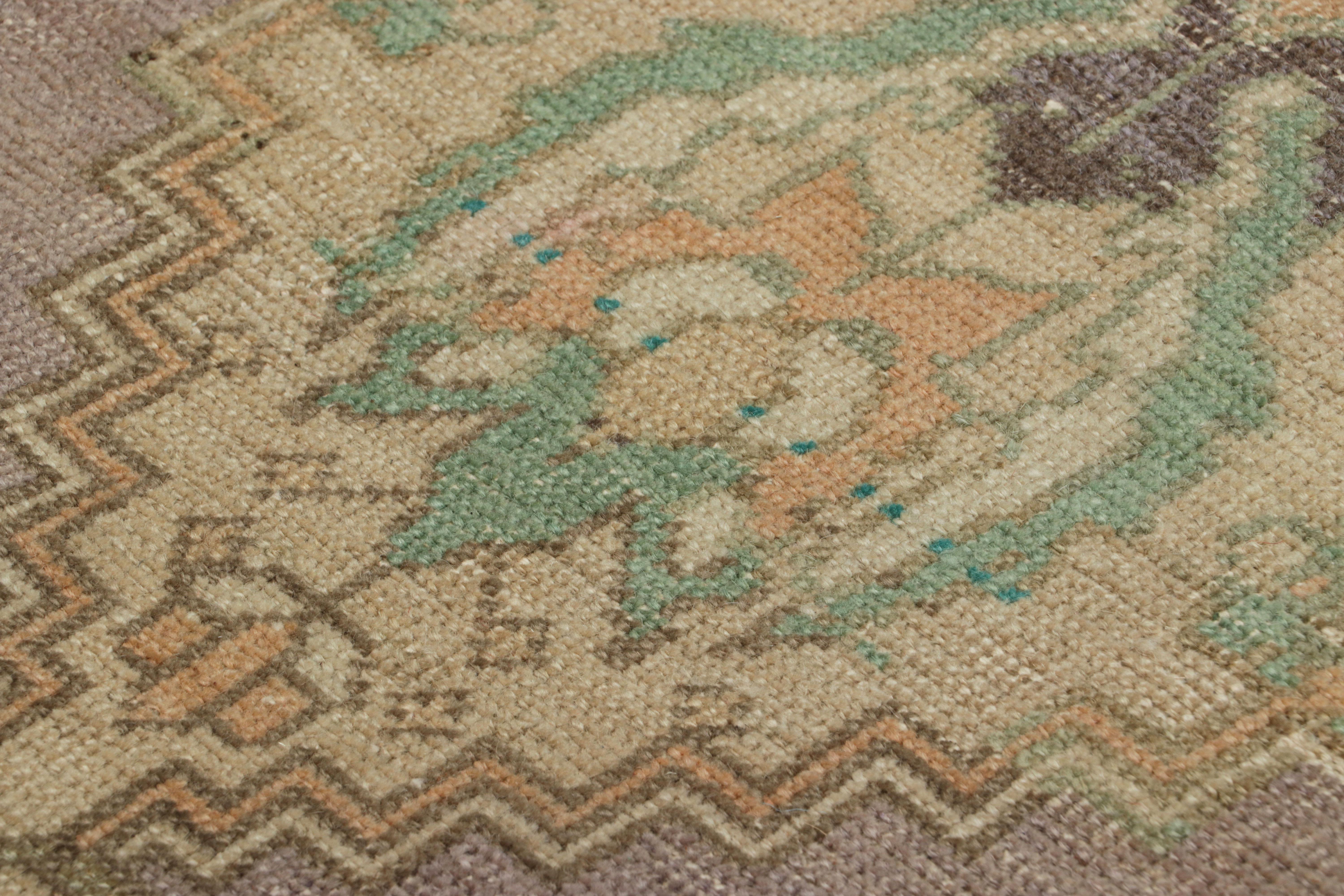 Vintage Turkish Rug in Purple with Blue & Cream Floral Medallion  Rug & Kilim For Sale 1