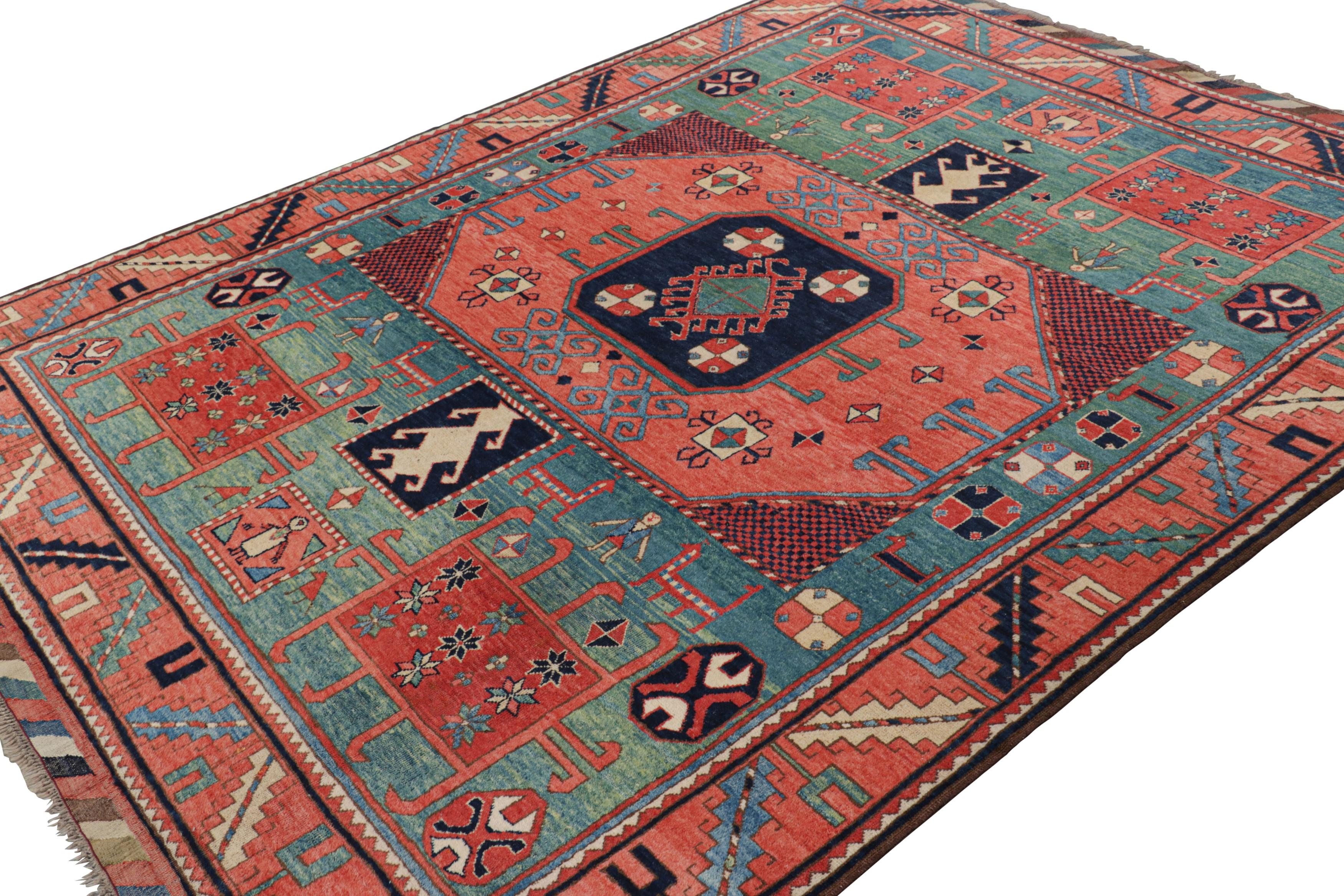 Vintage Turkish Rug in Red and Blue with Medallions  Rug & Kilim In Good Condition For Sale In Long Island City, NY