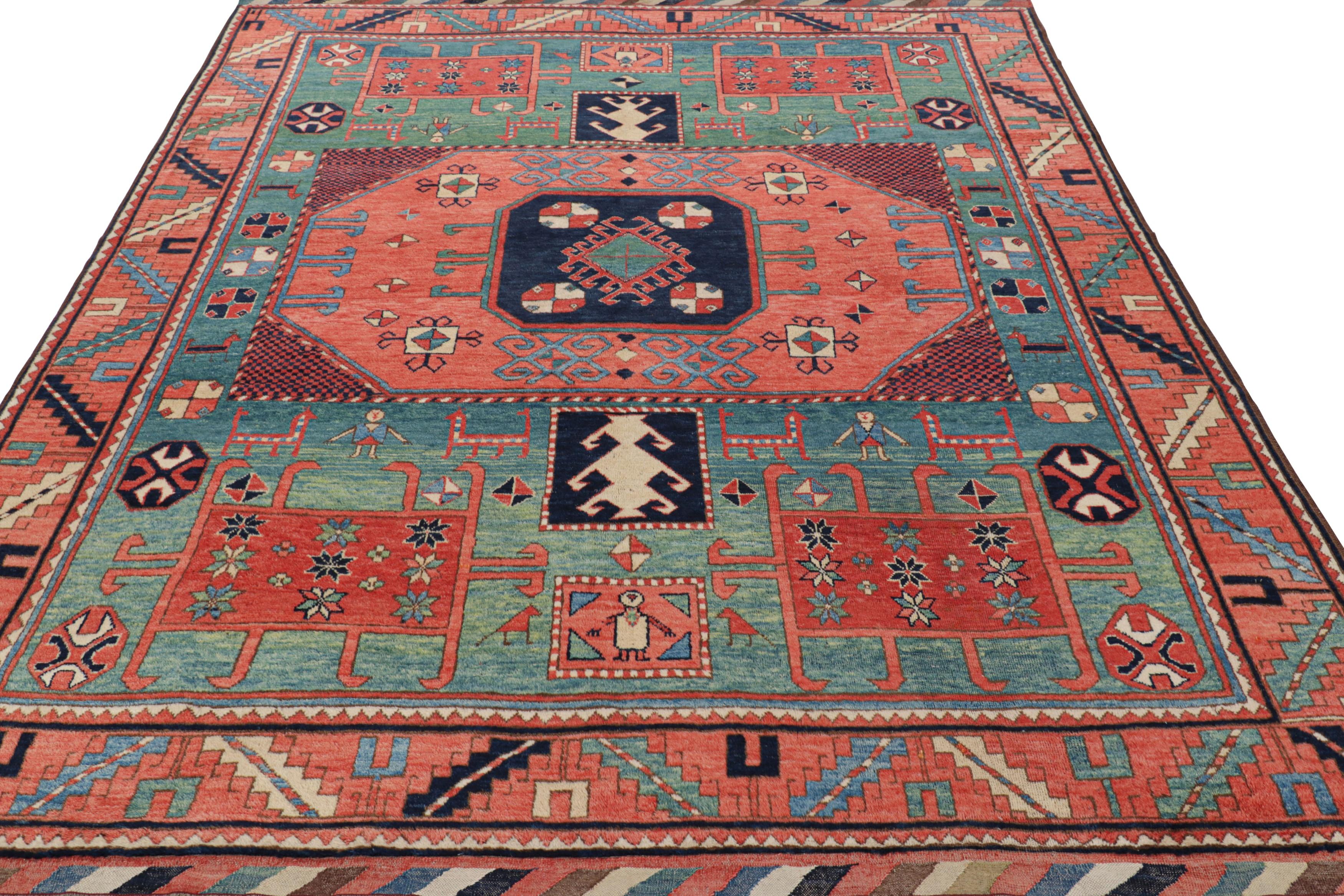 Mid-20th Century Vintage Turkish Rug in Red and Blue with Medallions  Rug & Kilim For Sale