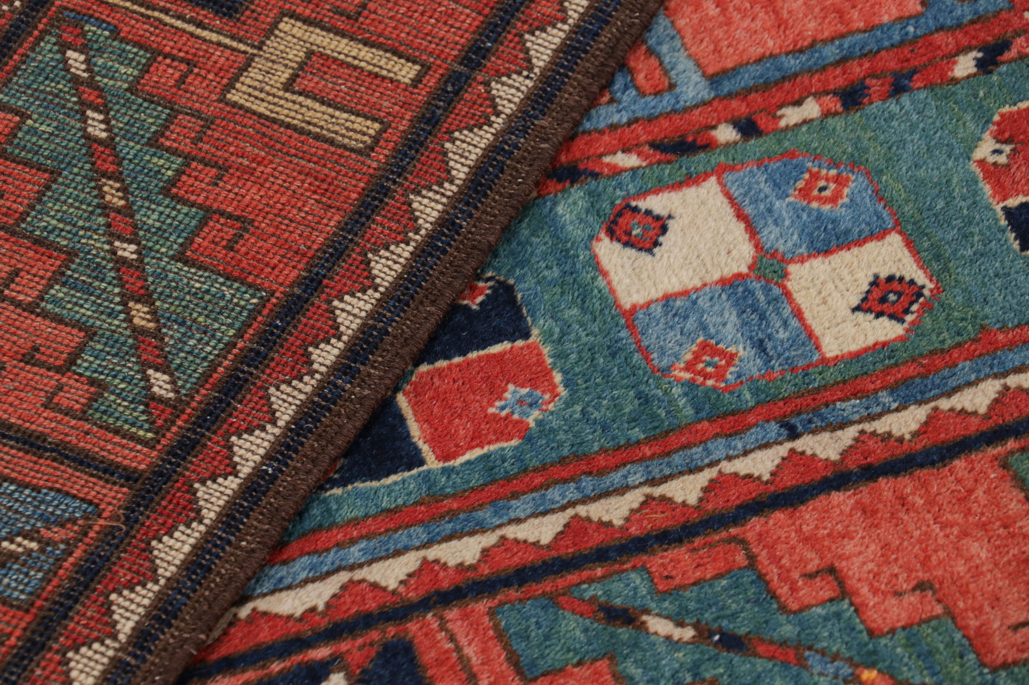 Vintage Turkish Rug in Red and Blue with Medallions  Rug & Kilim For Sale 2