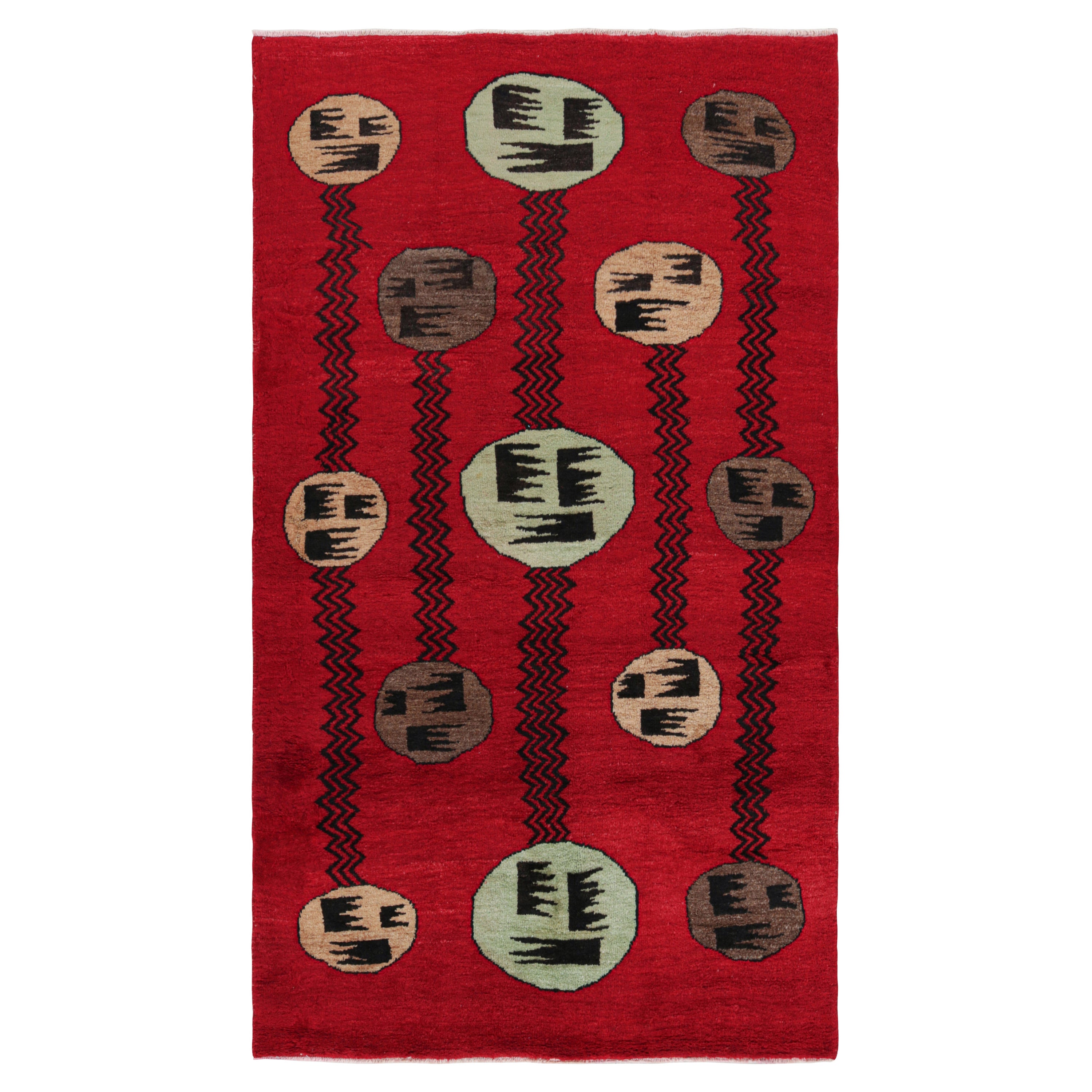 Vintage Turkish Rug in Red with Colorful Geometric Medallions, from Rug & Kilim
