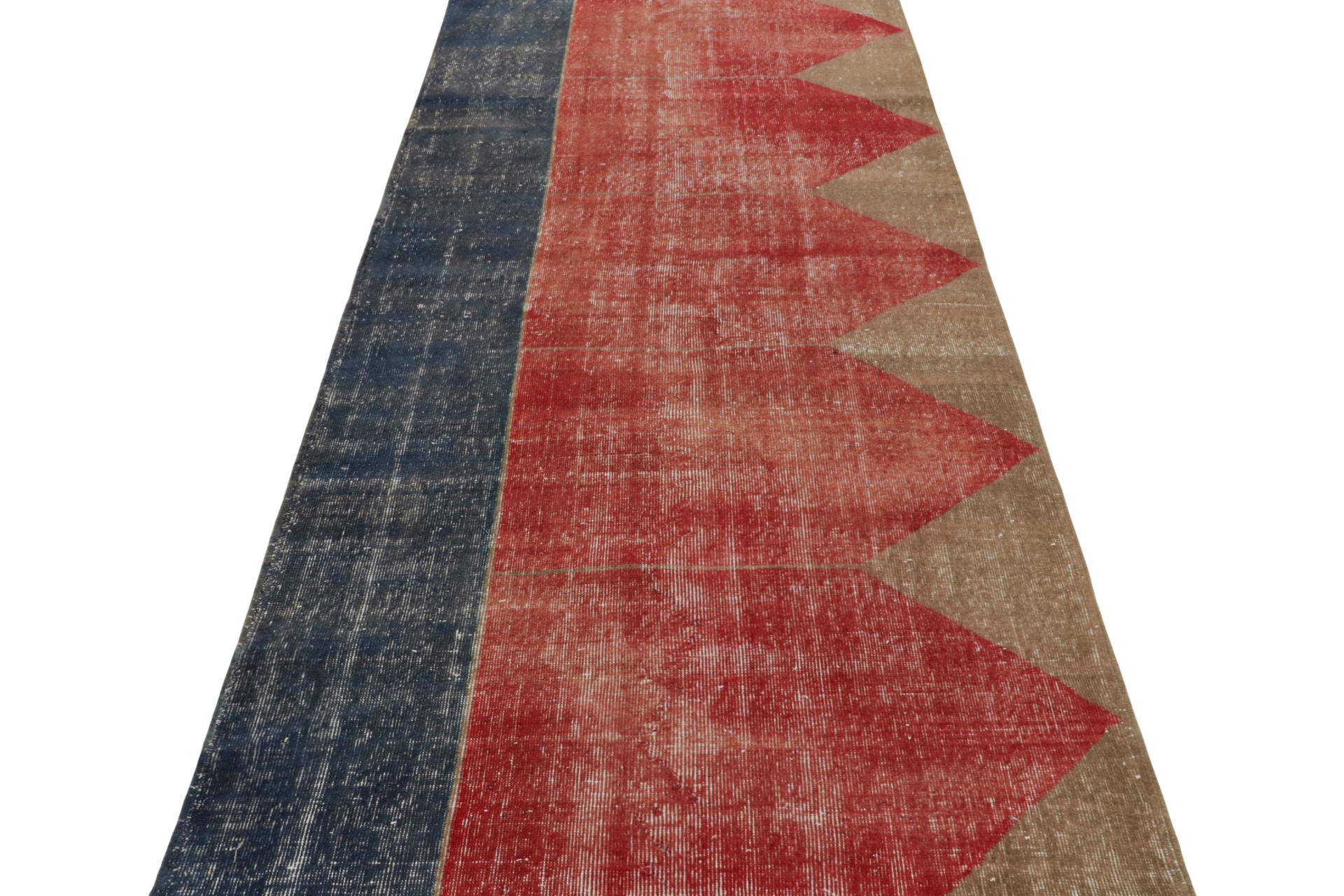 Hand-Knotted Vintage Turkish Rug in Red, with Geometric Patterns, from Rug & Kilim For Sale