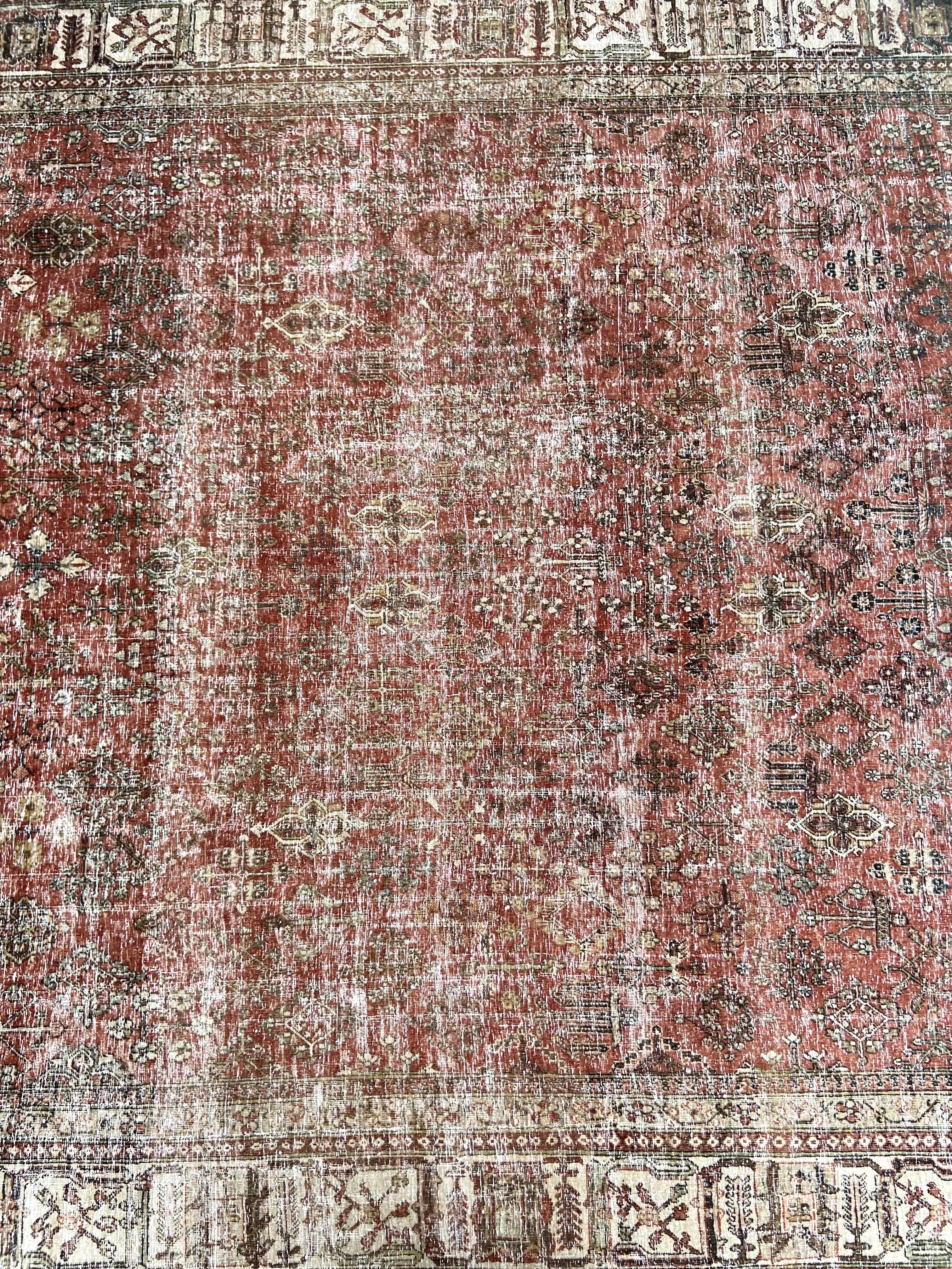Vintage Turkish Rug in Rust and Olive Tones For Sale 1