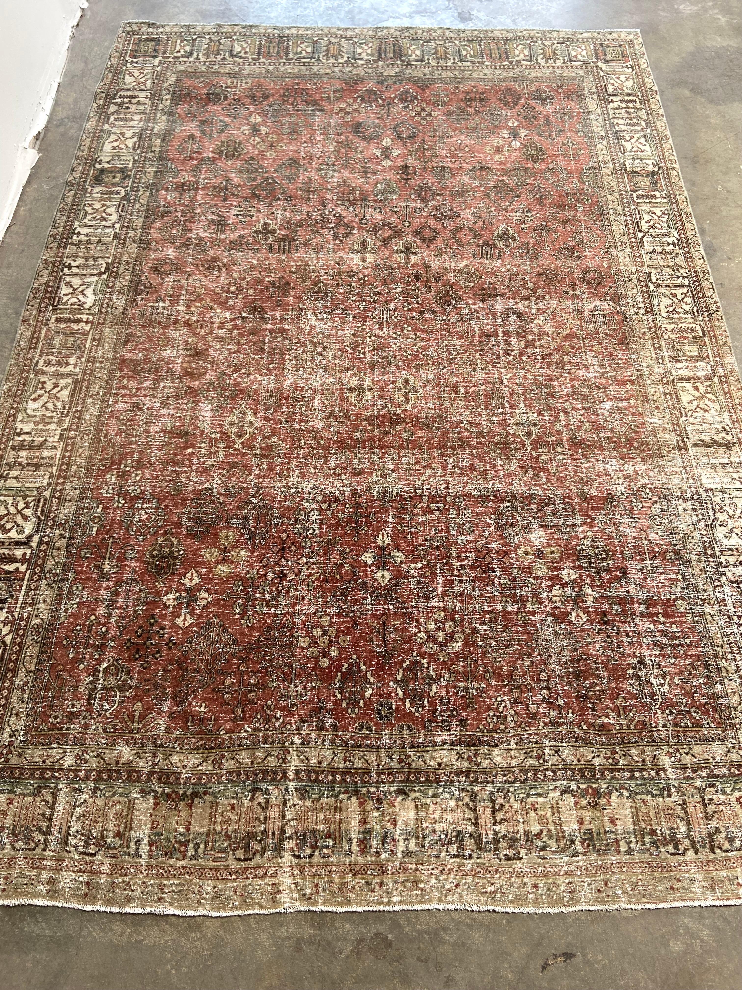 Vintage Turkish Rug in Rust and Olive Tones For Sale 2