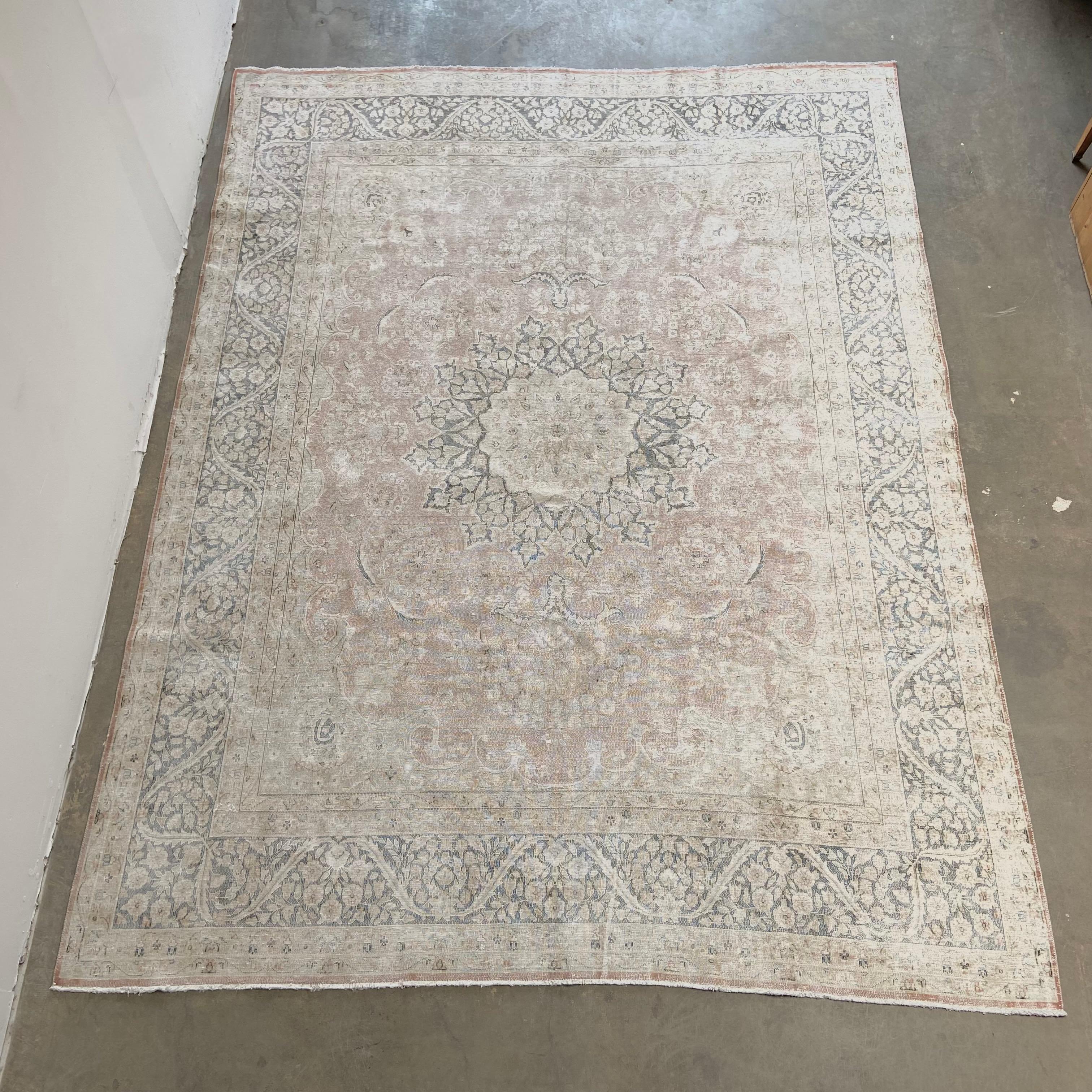 20th Century Vintage Turkish Rug in Rusts and Blue Tones Room Size For Sale