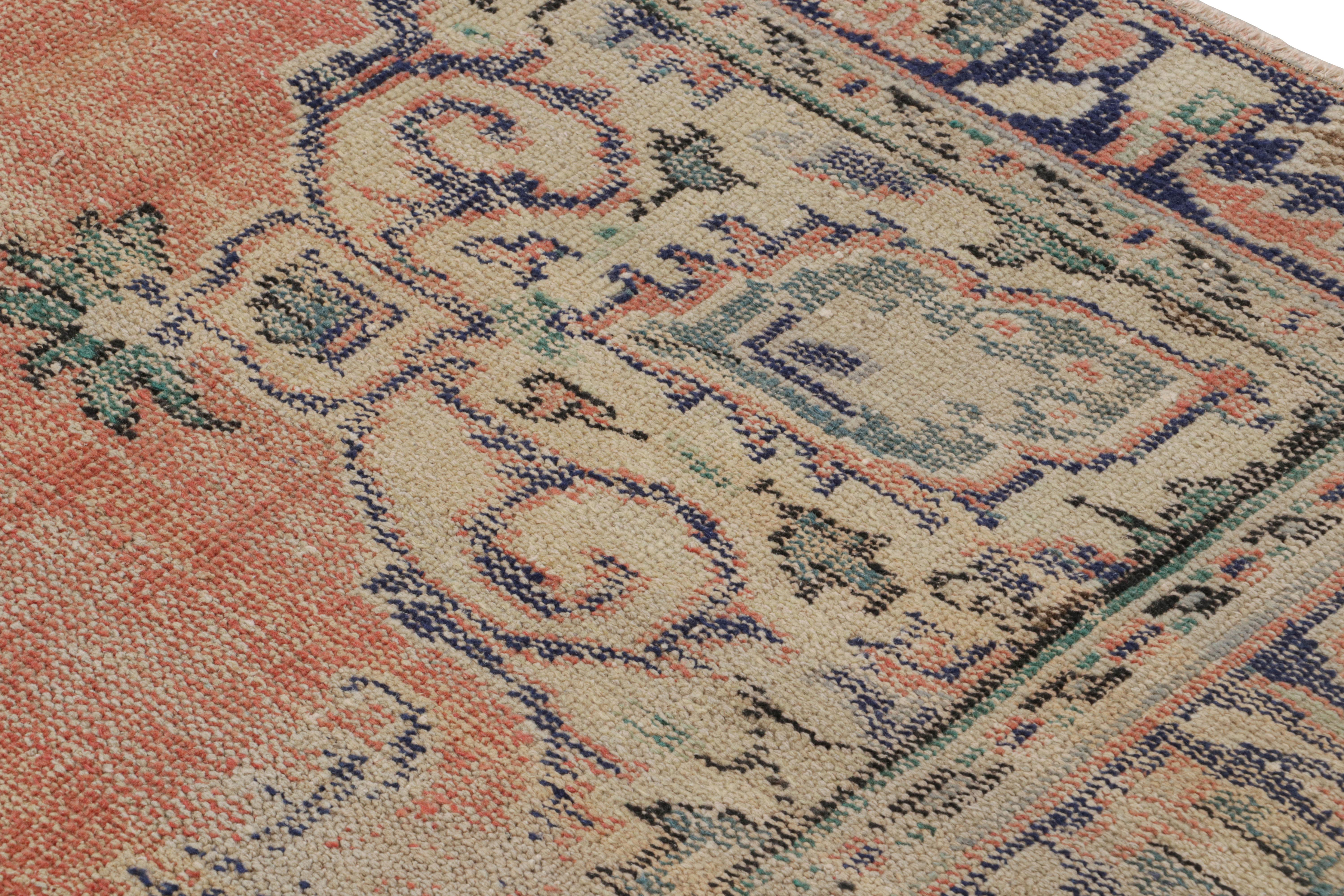 Mid-20th Century Vintage Turkish Rug in Salmon Red with Floral Medallion, from Rug & Kilim For Sale