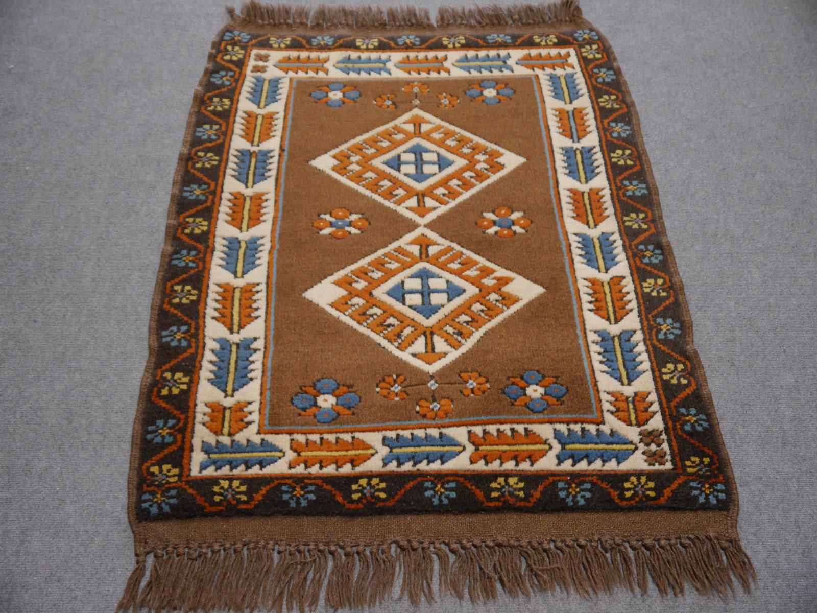 Hand-Knotted Vintage Turkish Rug Kazak Style