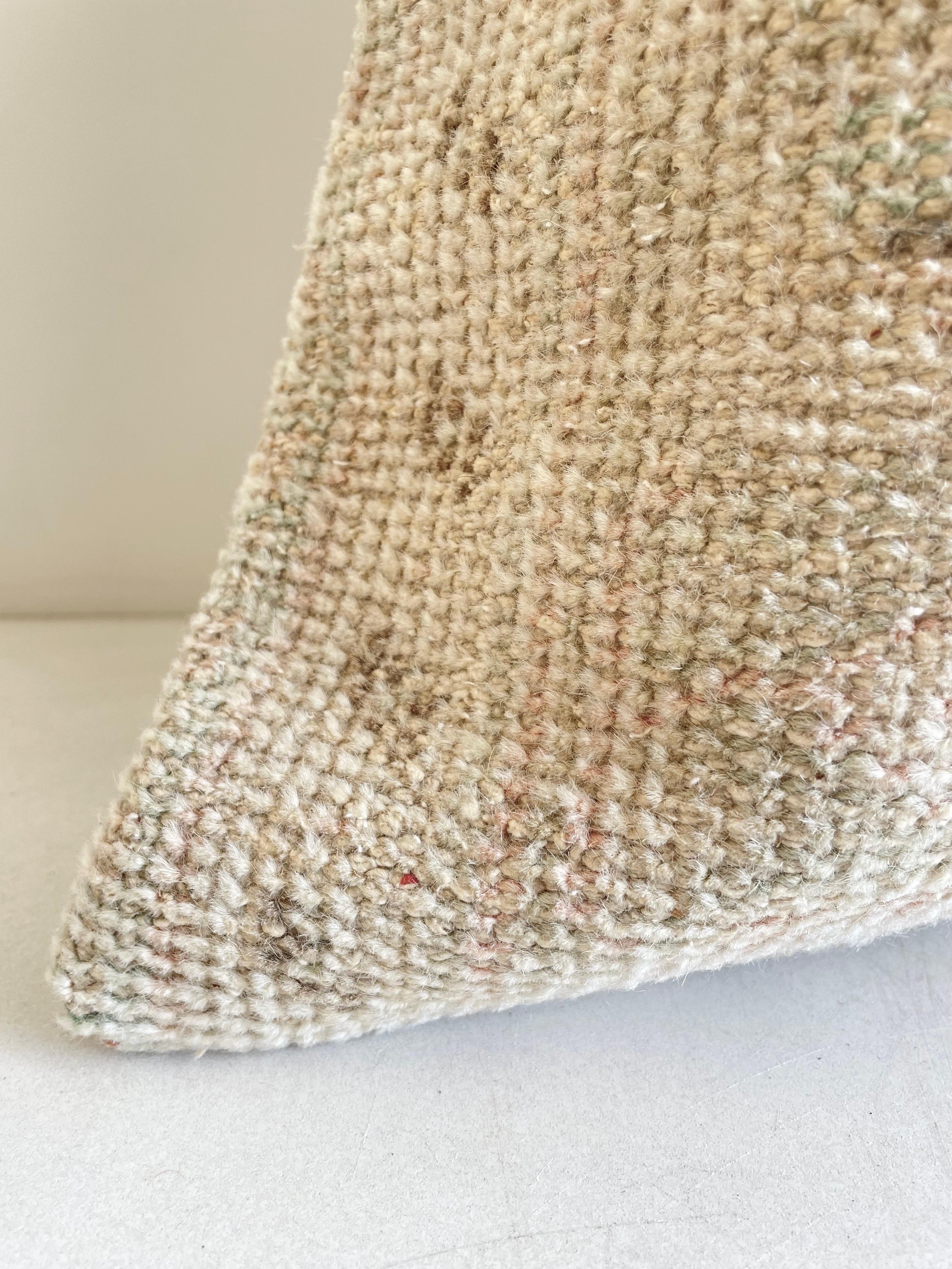Wool Vintage Turkish Rug Lumbar Pillow with Down Insert