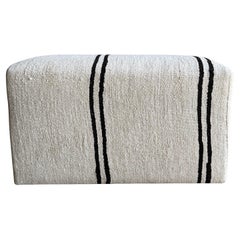 Vintage Turkish Rug Ottoman with Stripes