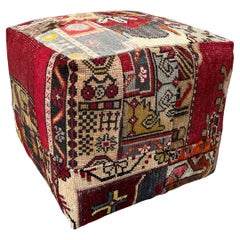 Vintage Turkish Rug Patchwork Ottoman