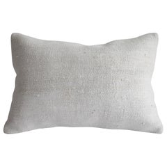 Vintage Turkish Rug Pillow in Off White Hemp
