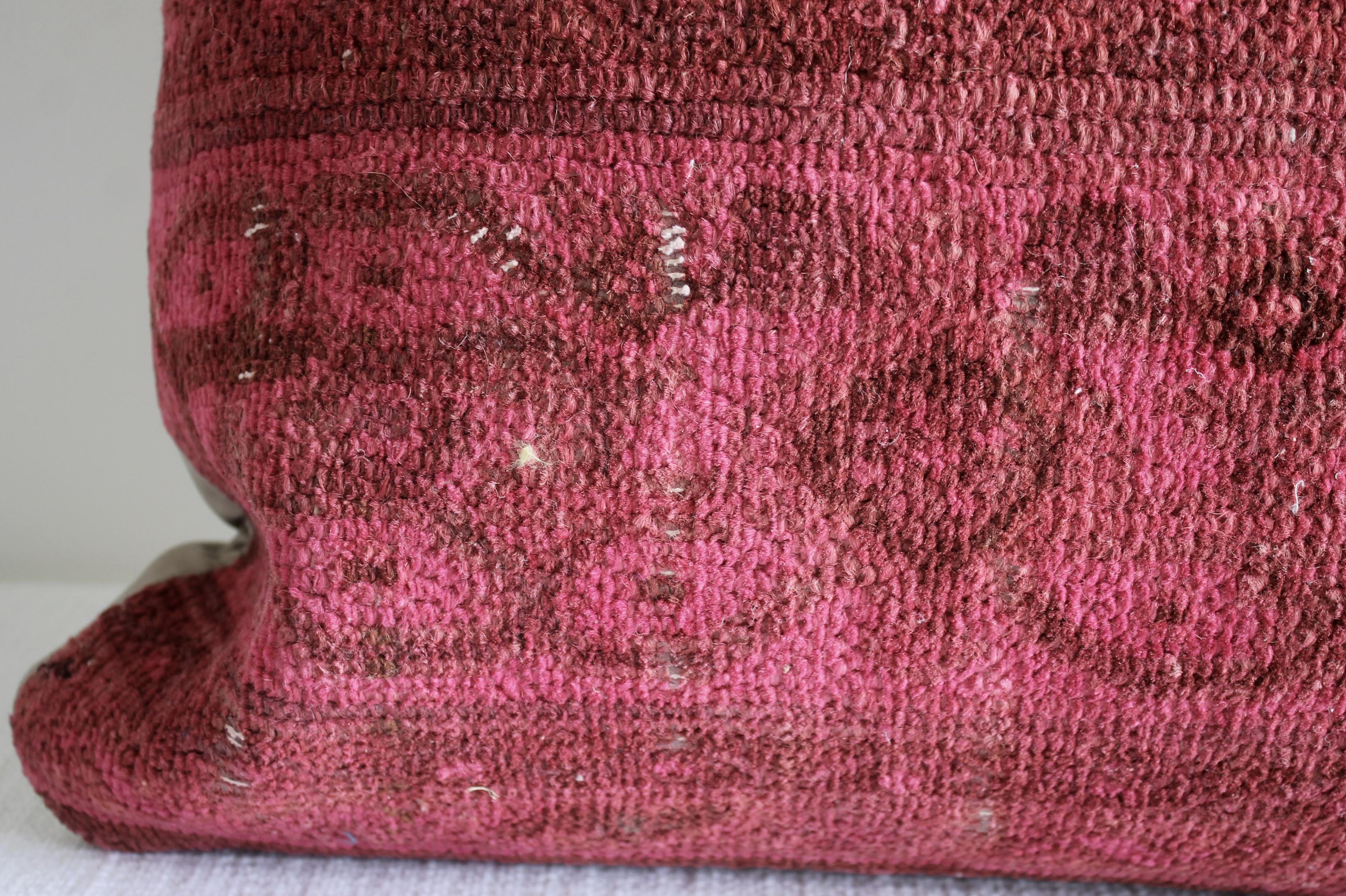 Vintage Turkish Rug Pillow in Pink and Red 1