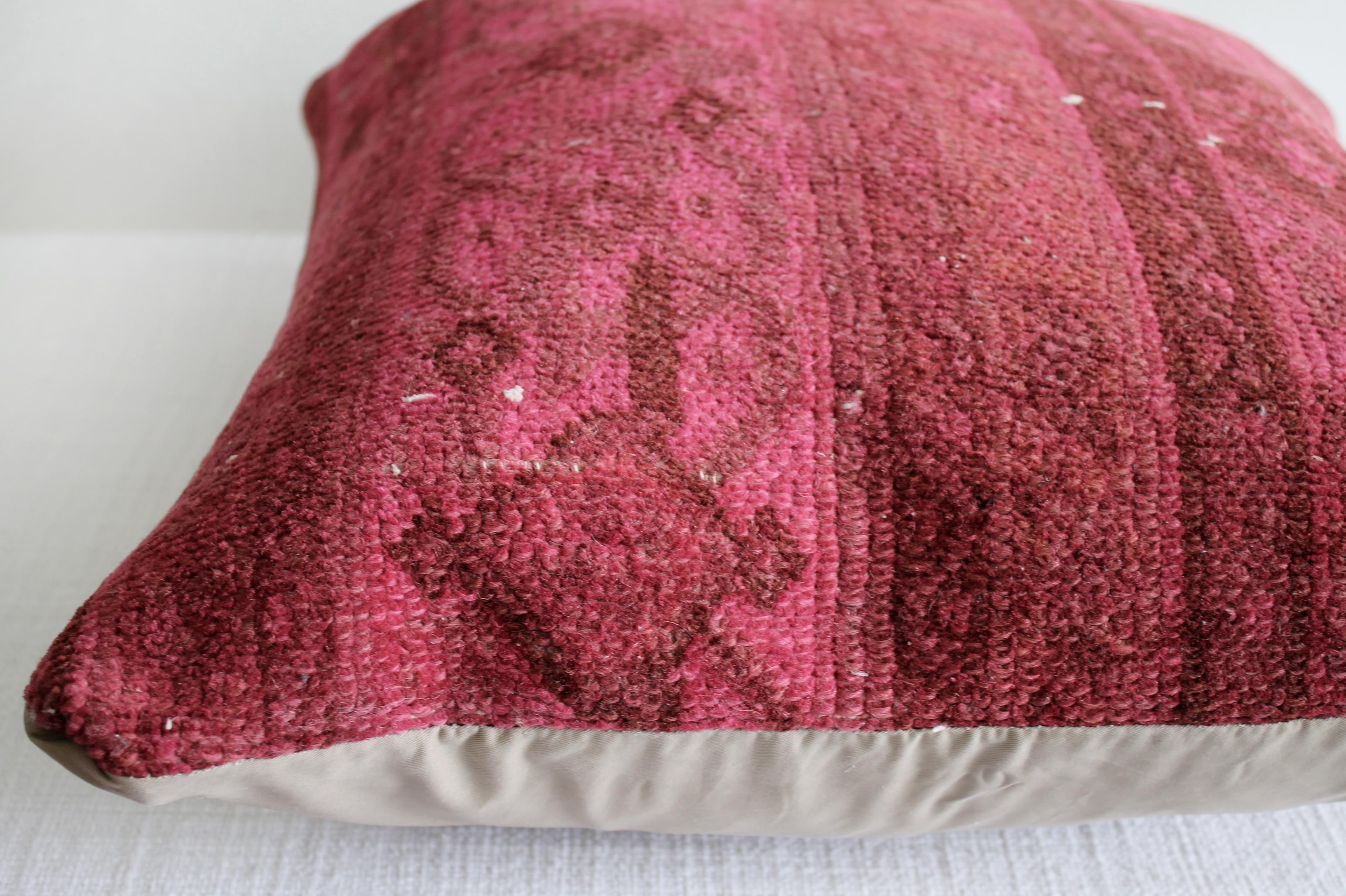 Vintage Turkish Rug Pillow in Pink and Red 2