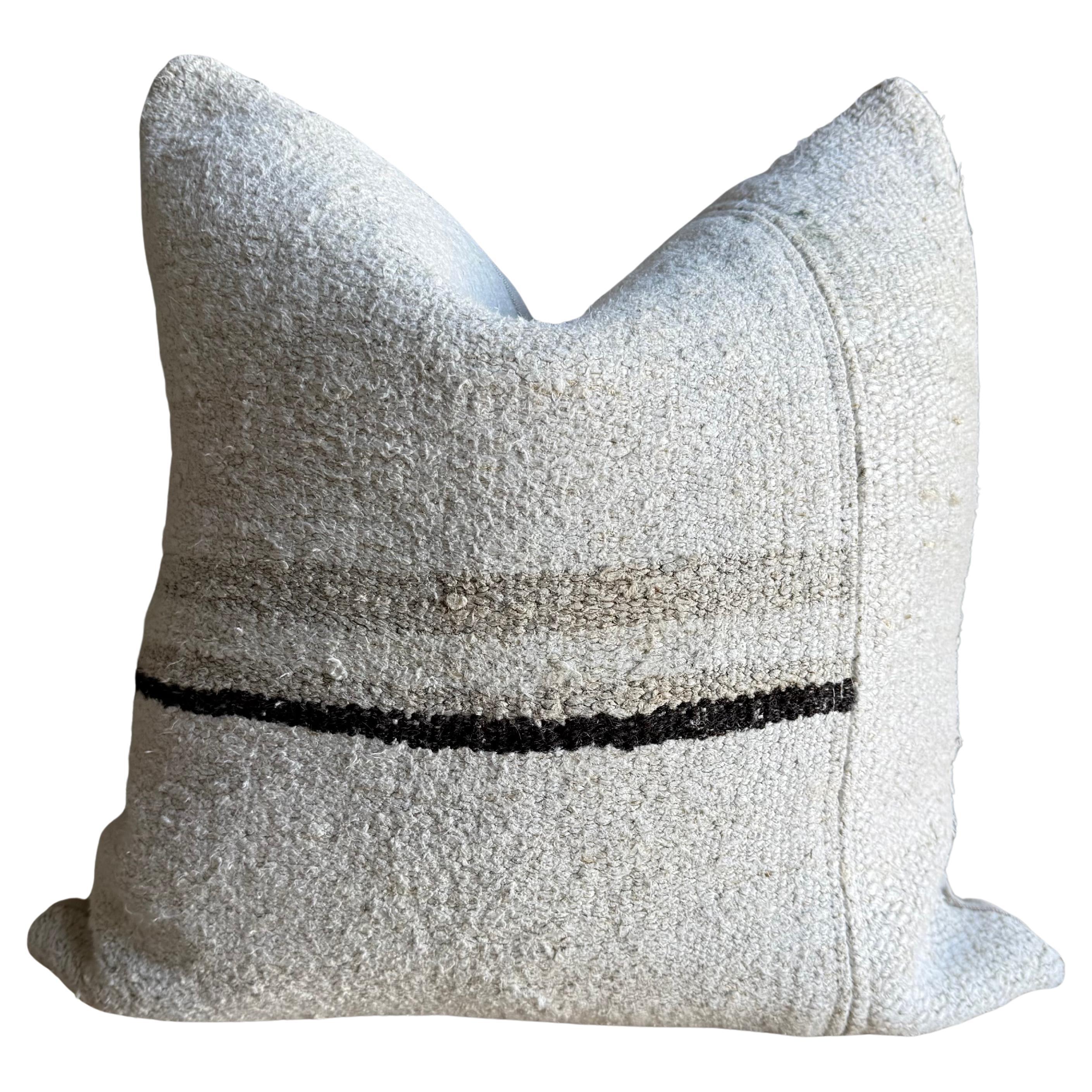 Vintage Turkish Rug Style Pillow with Stripes Down Insert Included For Sale