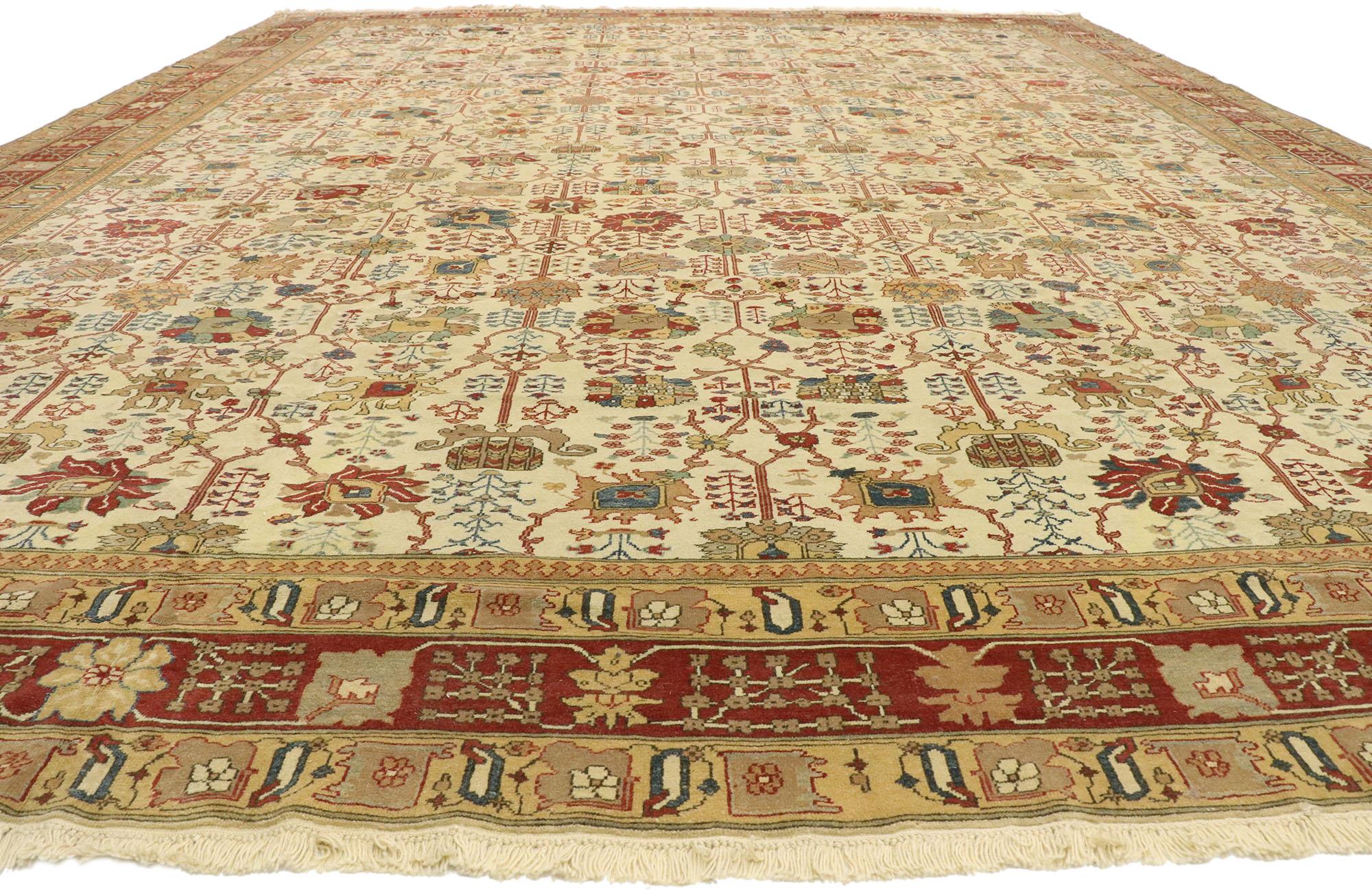 Oushak Vintage Turkish Rug with Arts & Crafts Style Inspired by William Morris