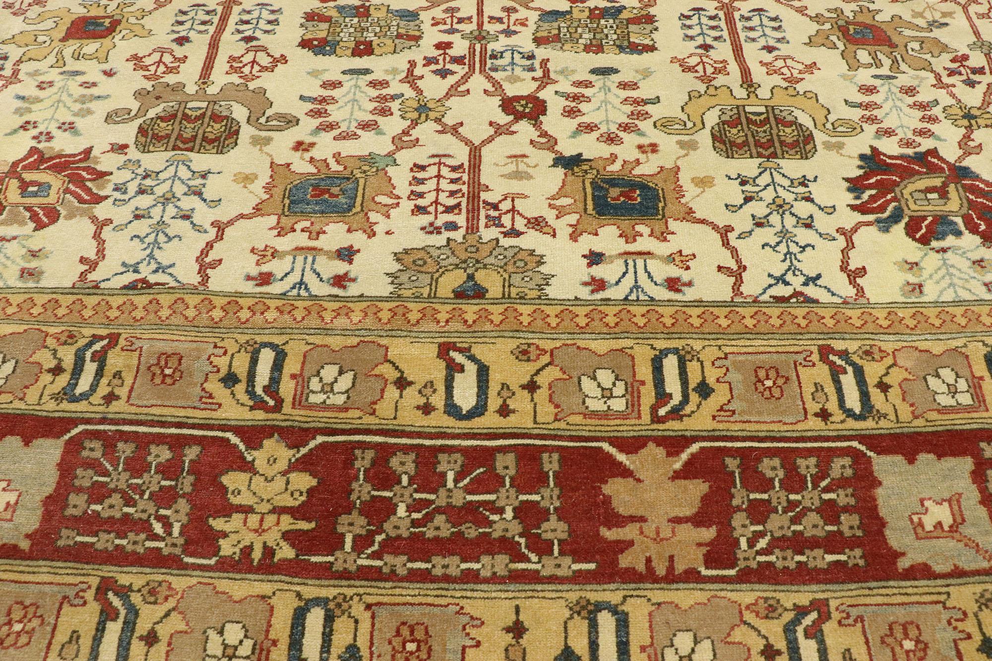 Hand-Knotted Vintage Turkish Rug with Arts & Crafts Style Inspired by William Morris