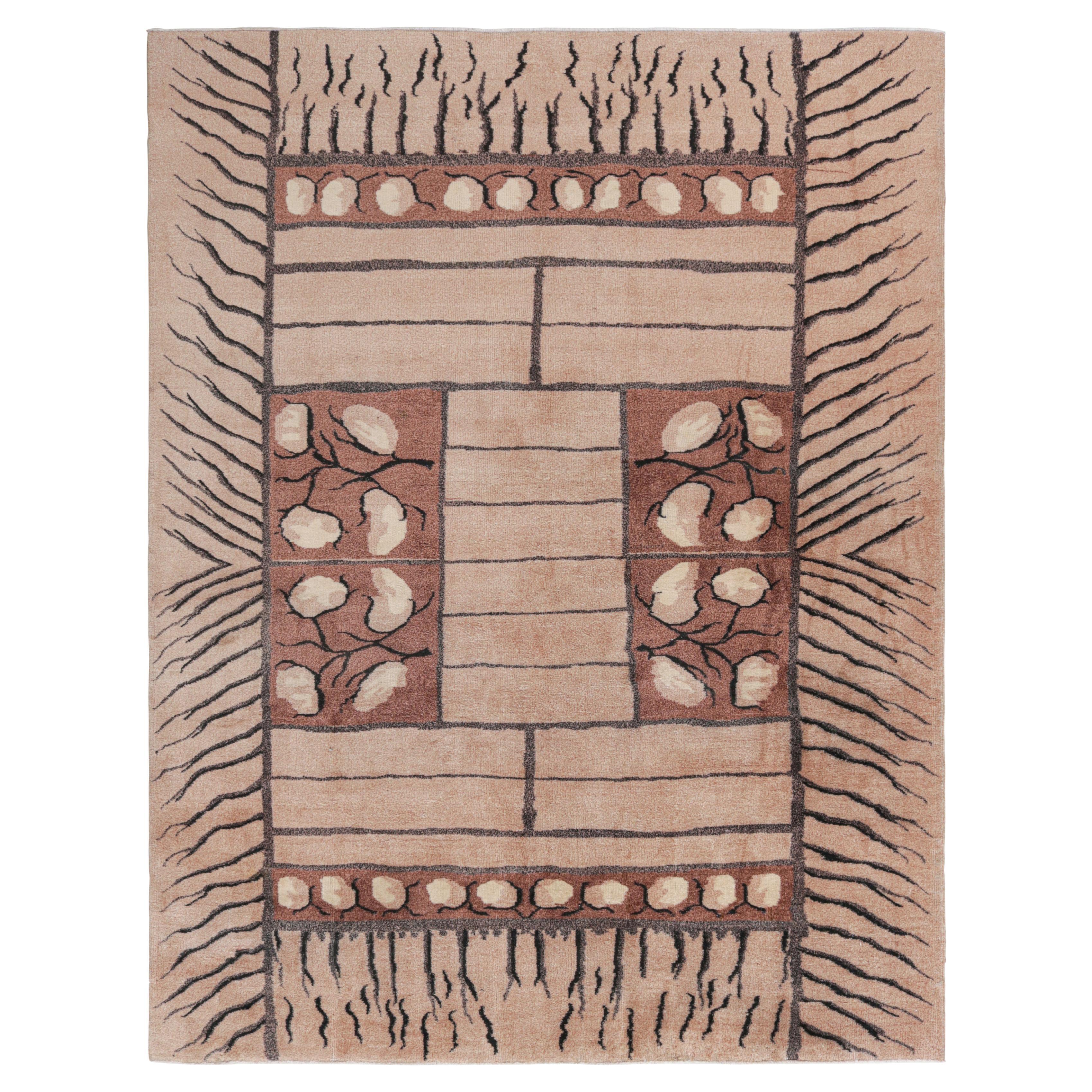Vintage Turkish Rug with Beige-Brown Geometric Patterns, from Rug & Kilim