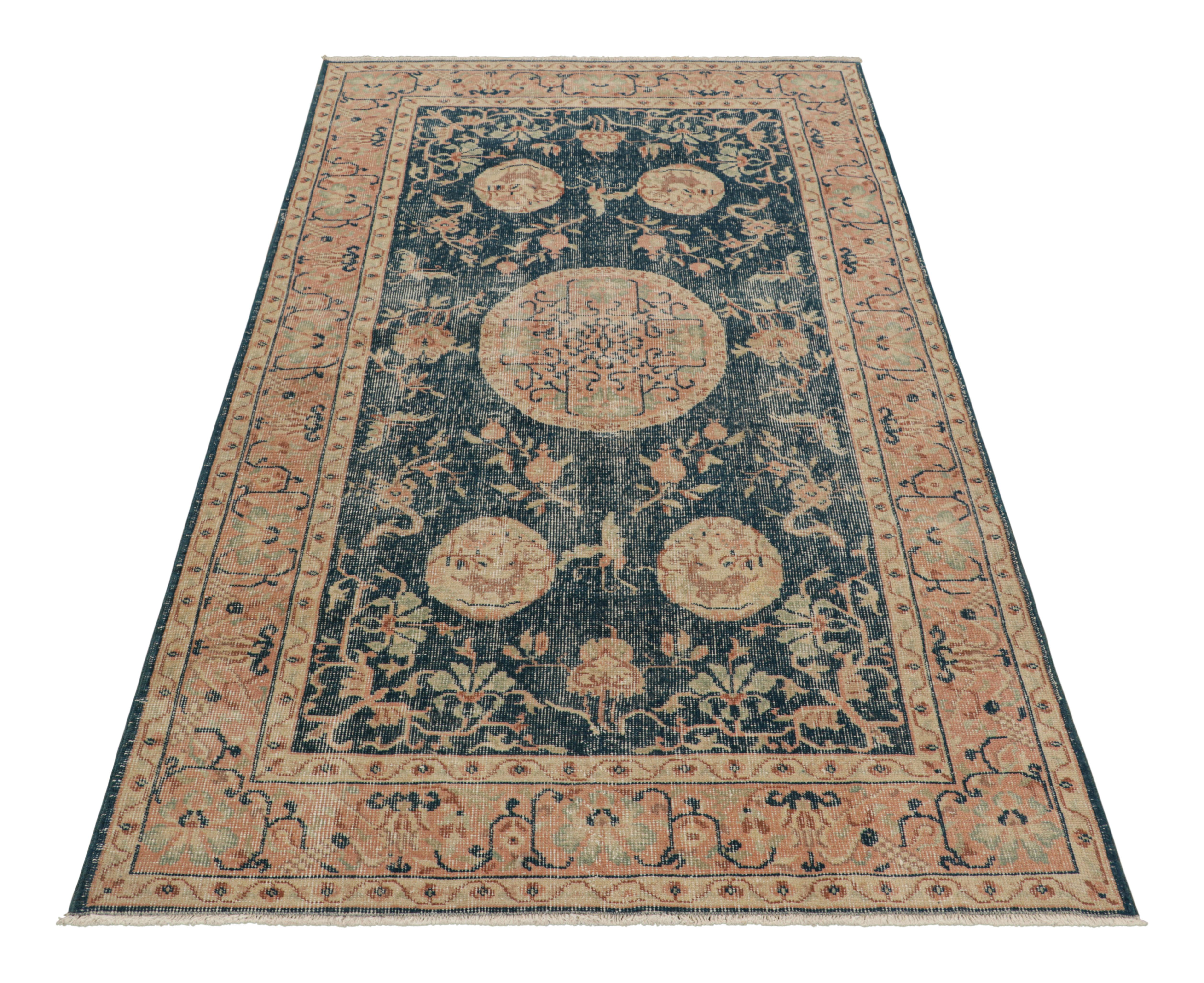 Mid-20th Century Vintage Turkish Rug with Florals and Pictorial Medallions, from Rug & Kilim For Sale