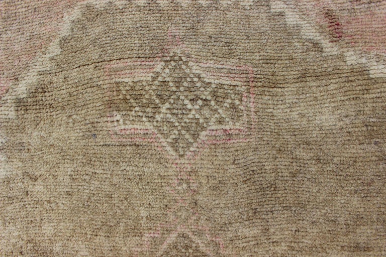 Modernistic Turkish Rug with in Light Olive Green, Taupe, Faint Pink