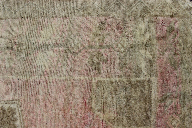 Modernistic Turkish Rug with in Light Olive Green, Taupe, Faint Pink