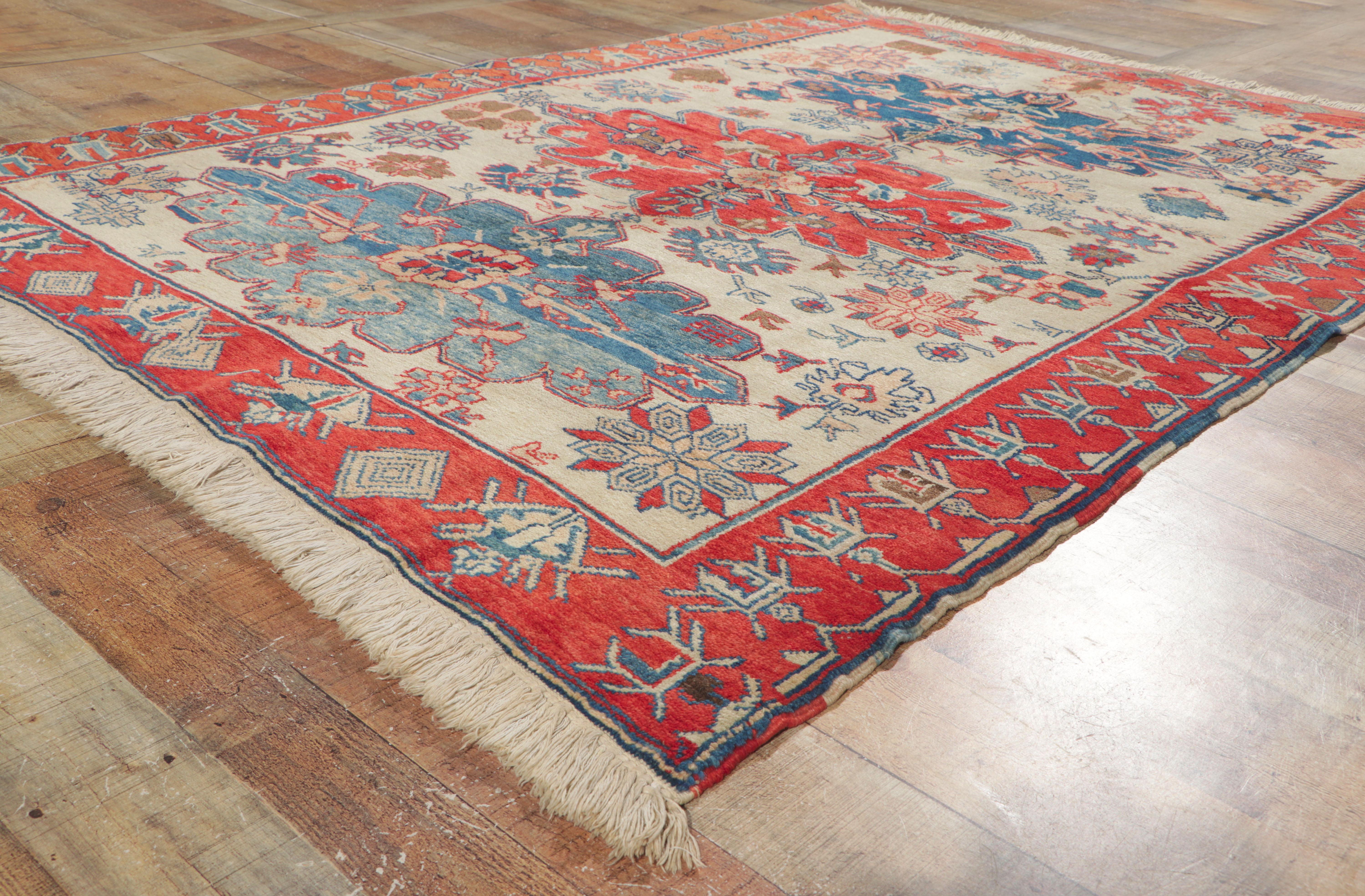 1950’s Turkish Oushak Carpet with Traditional Style In Good Condition For Sale In Dallas, TX