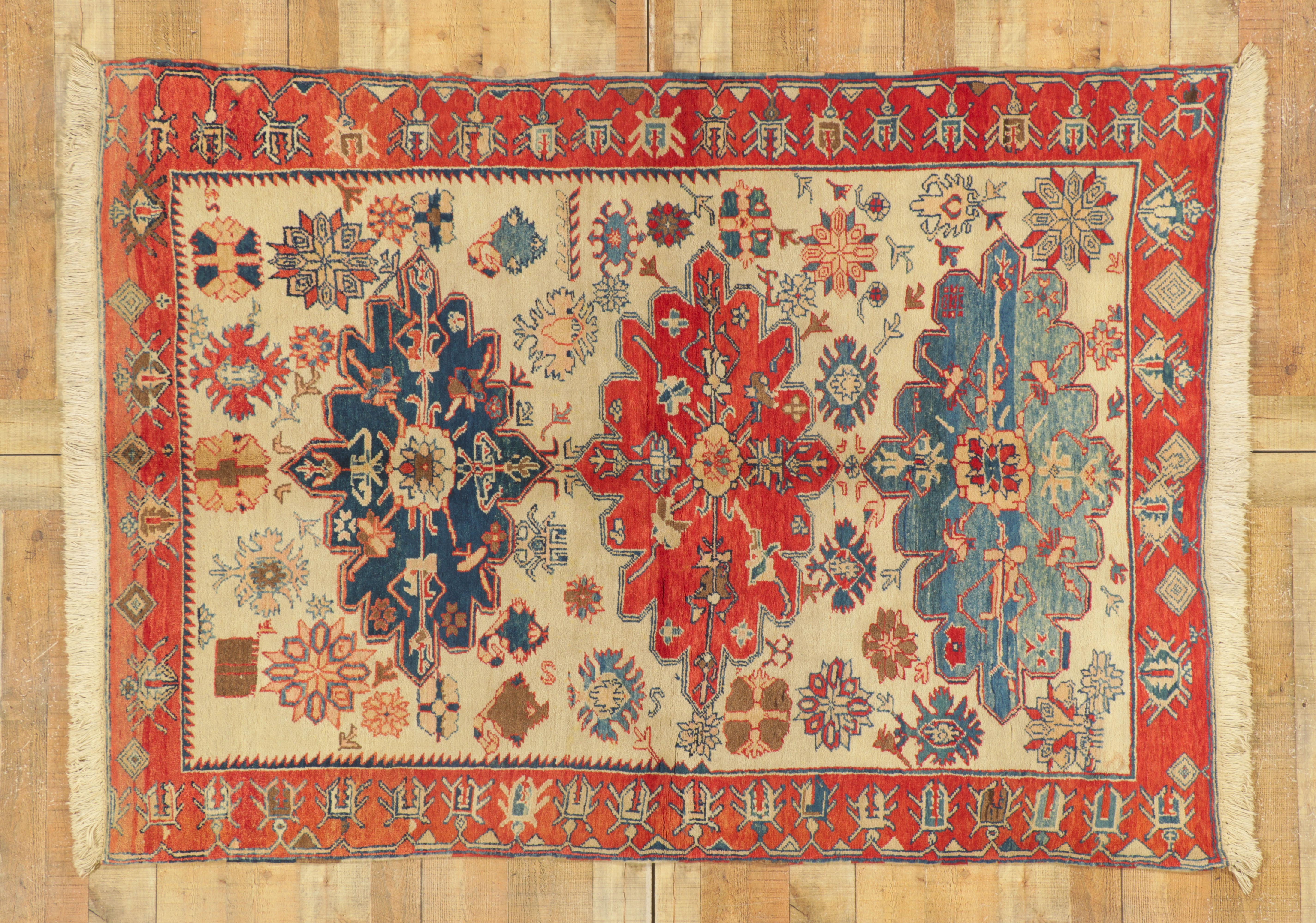 Wool 1950’s Turkish Oushak Carpet with Traditional Style For Sale